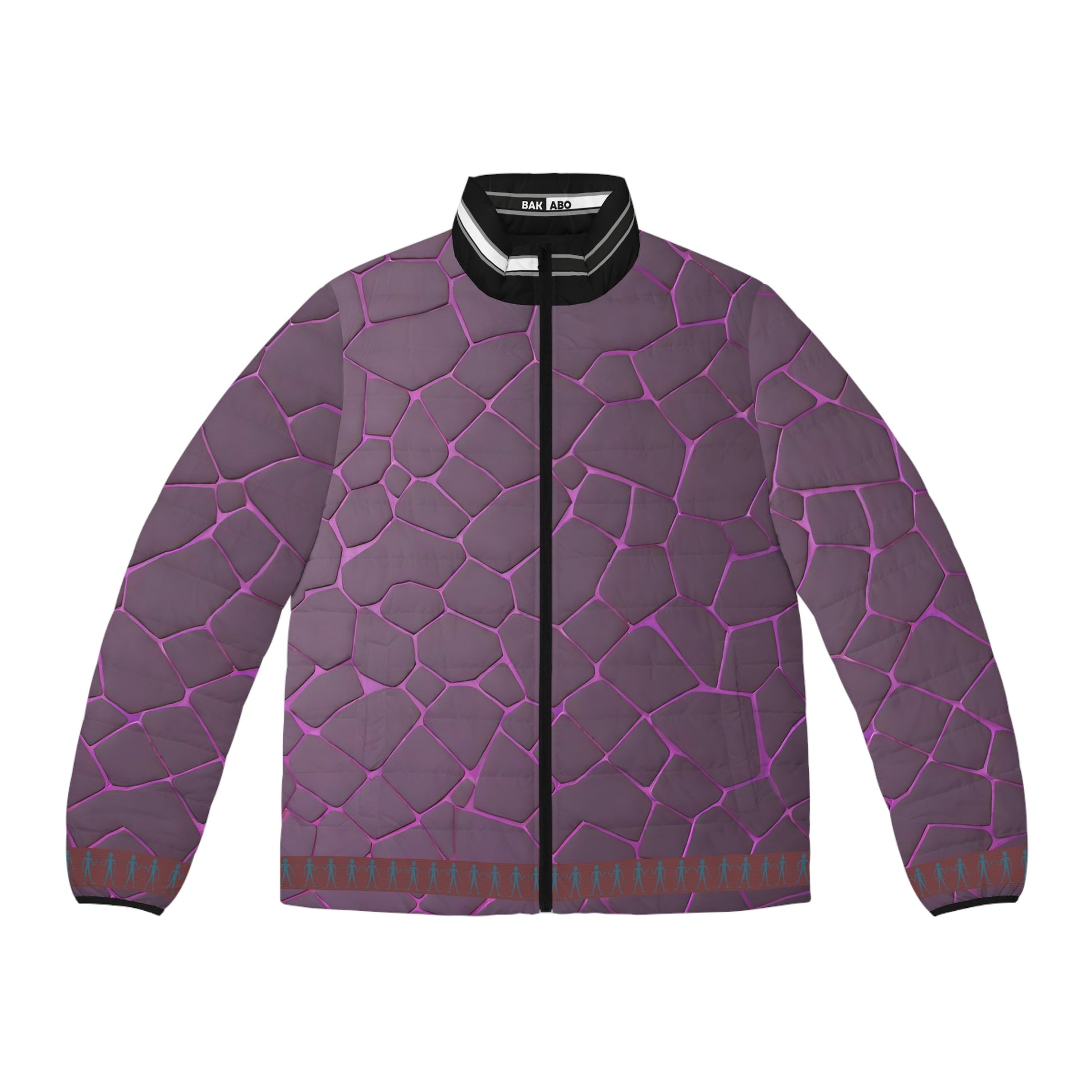 Purple Cracked Stone Puffer Jacket — Textured All-Over Print Men’s Outerwear Printify bakabo.club