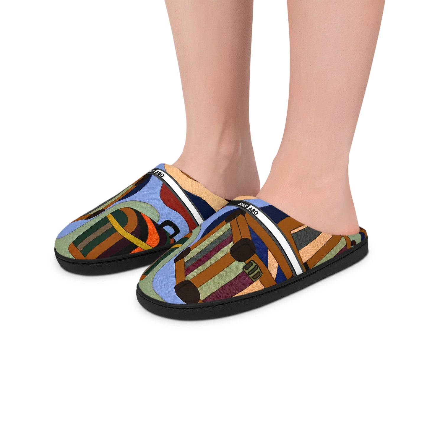 Abstract Colorblock Women's Indoor Slippers — Cozy Artistic Home Shoes BakAbo Studio BKS bakabo.club