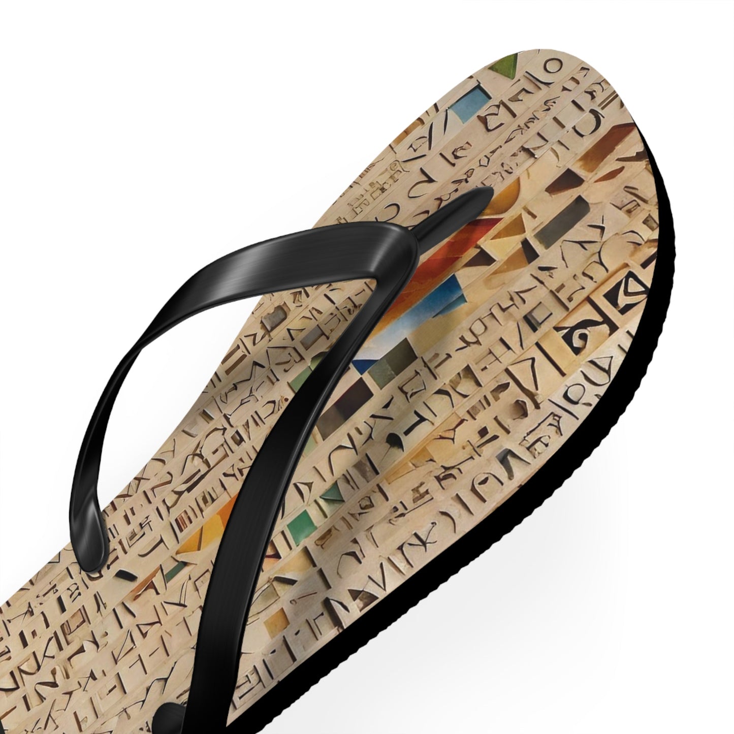 Egyptian Hieroglyph Flip Flops – Ancient Script Beach Sandals Printify bakabo.club