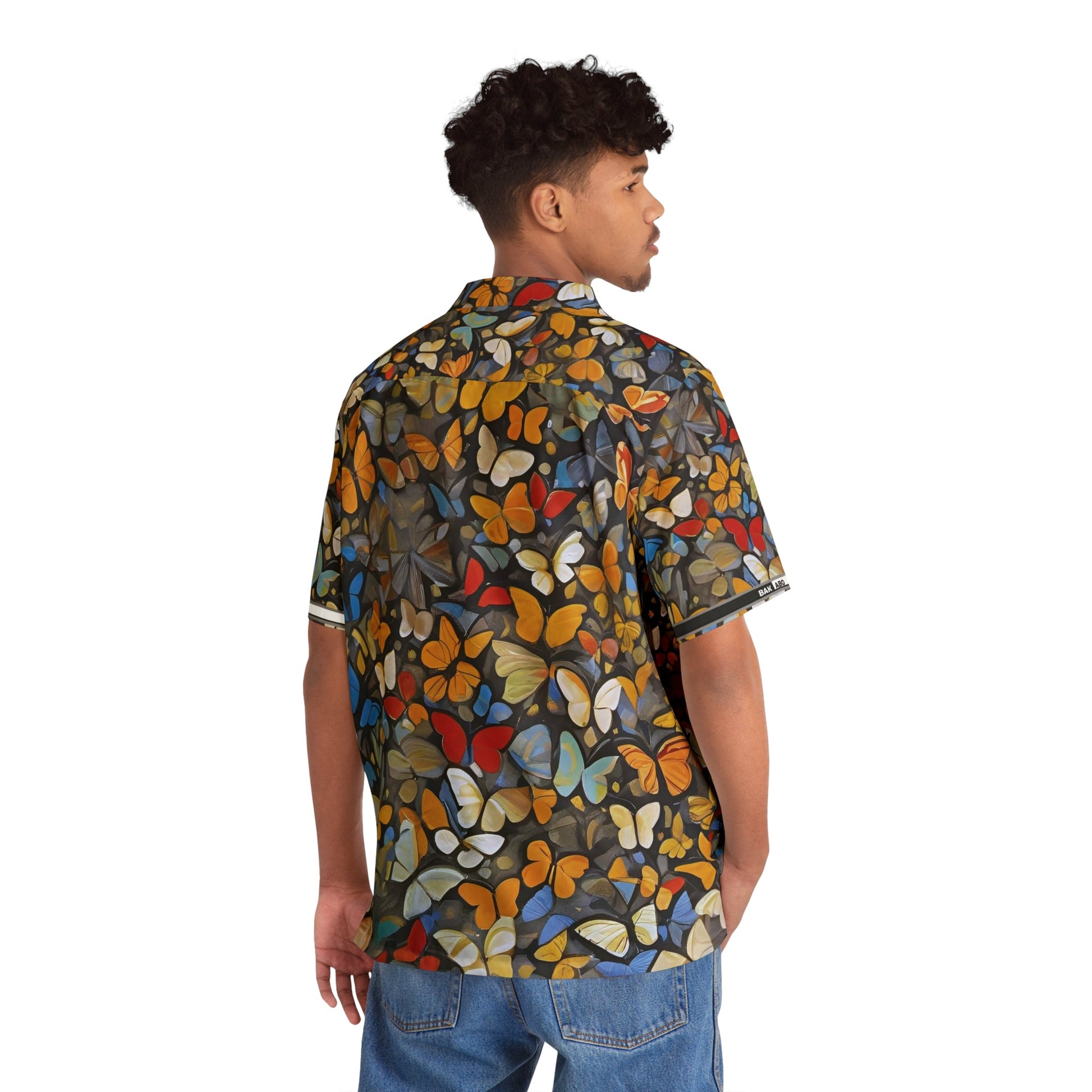 Men's Butterfly Pattern Hawaiian Shirt — Colorful Tropical Aloha Shirt Printify bakabo.club
