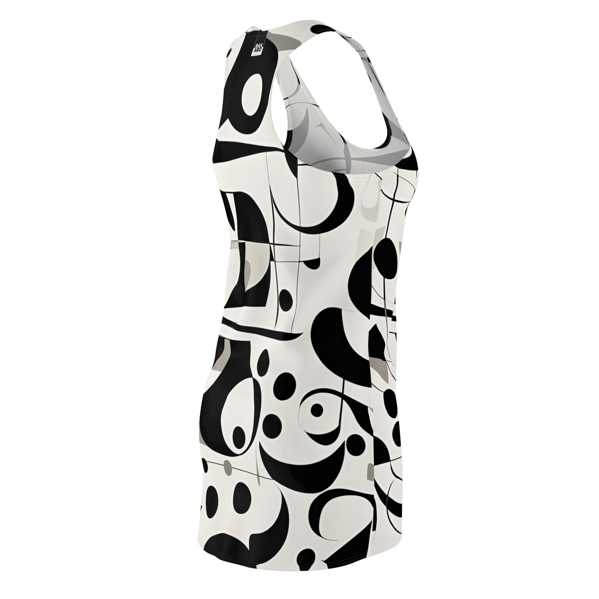 Abstract Black & White Racerback Dress — Modern Geometric AOP Printify bakabo.club