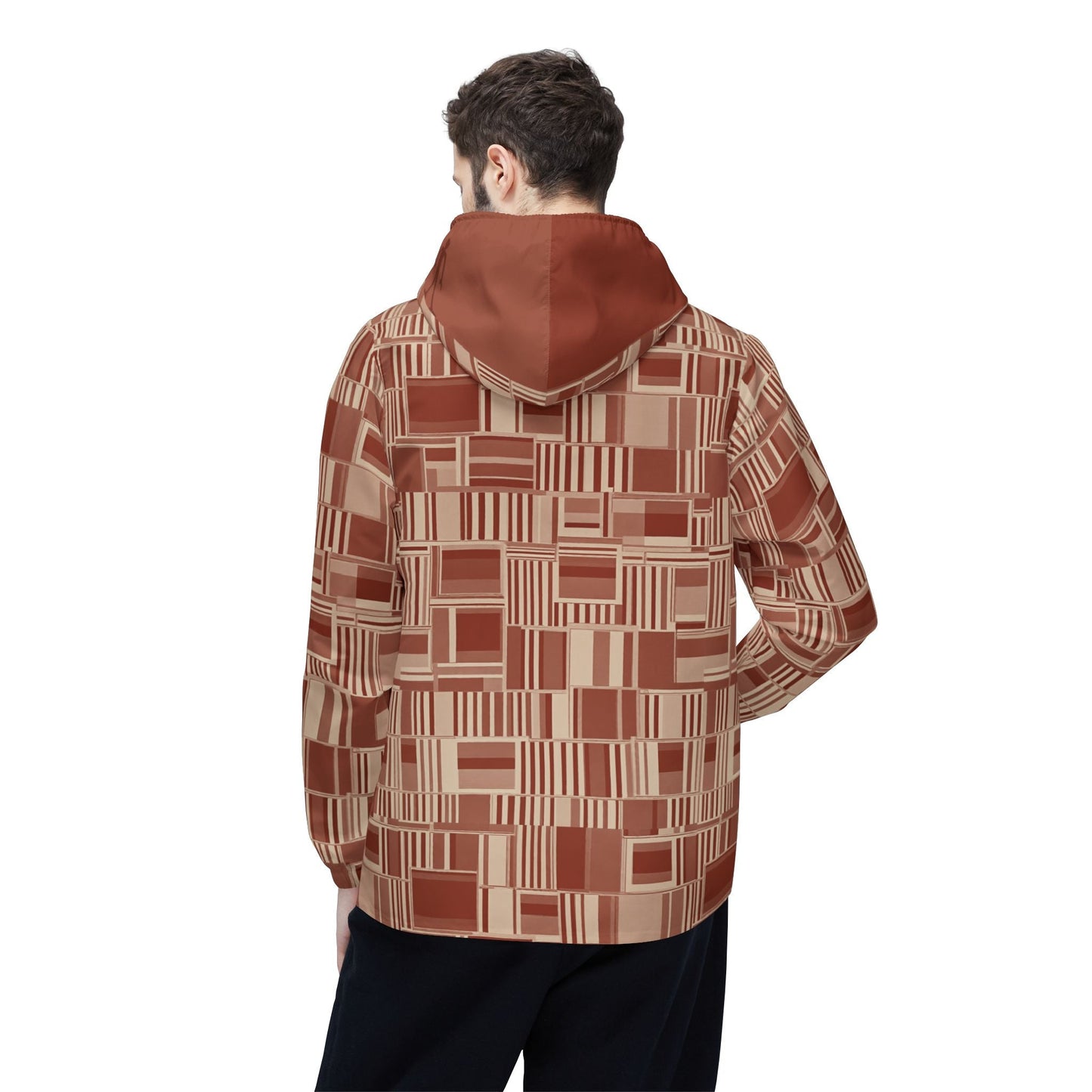 Retro Geo Pattern Windbreaker Jacket Printify bakabo.club