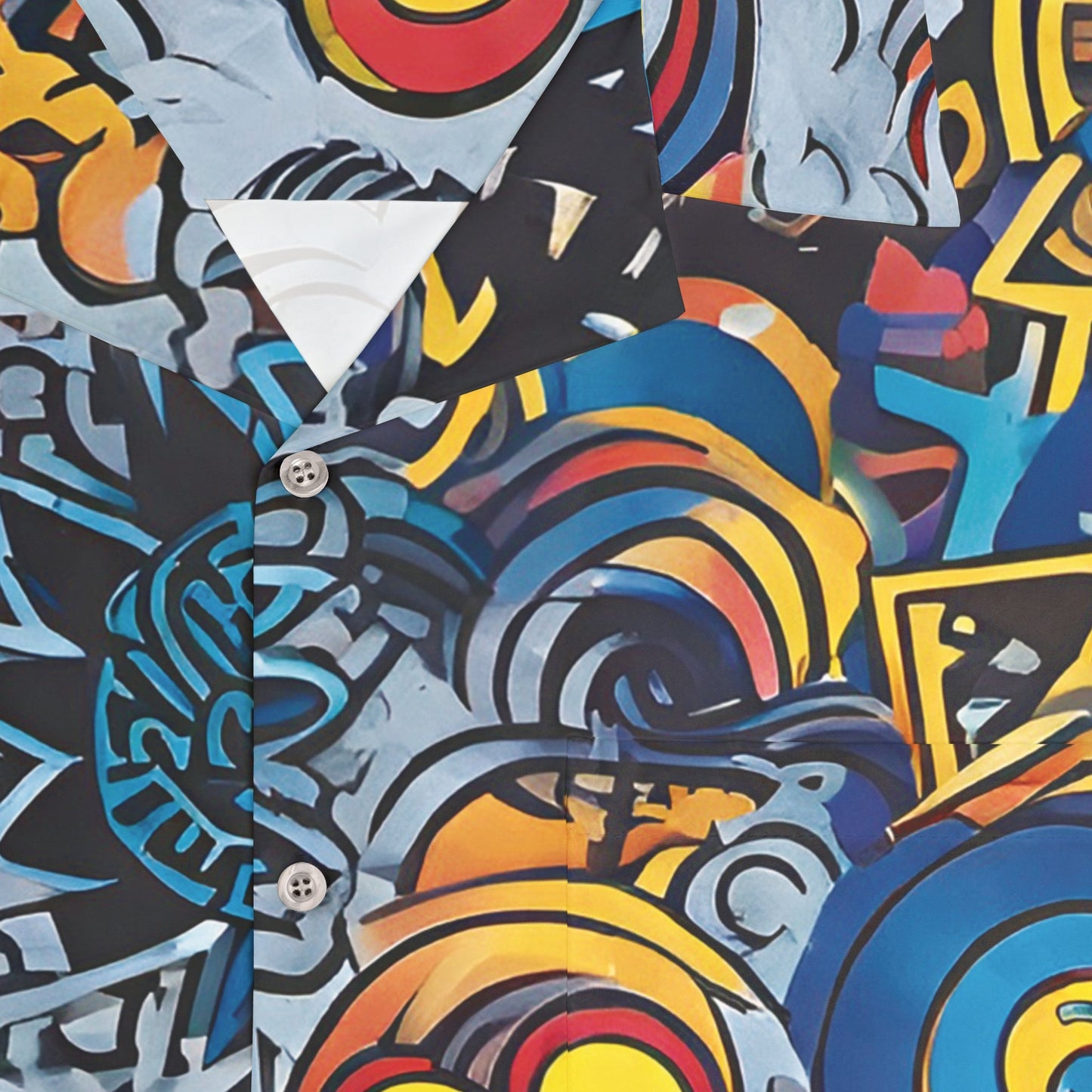 Psychedelic Surf Art Hawaiian Shirt — Colorful Ocean Waves & Stars AOP Printify bakabo.club
