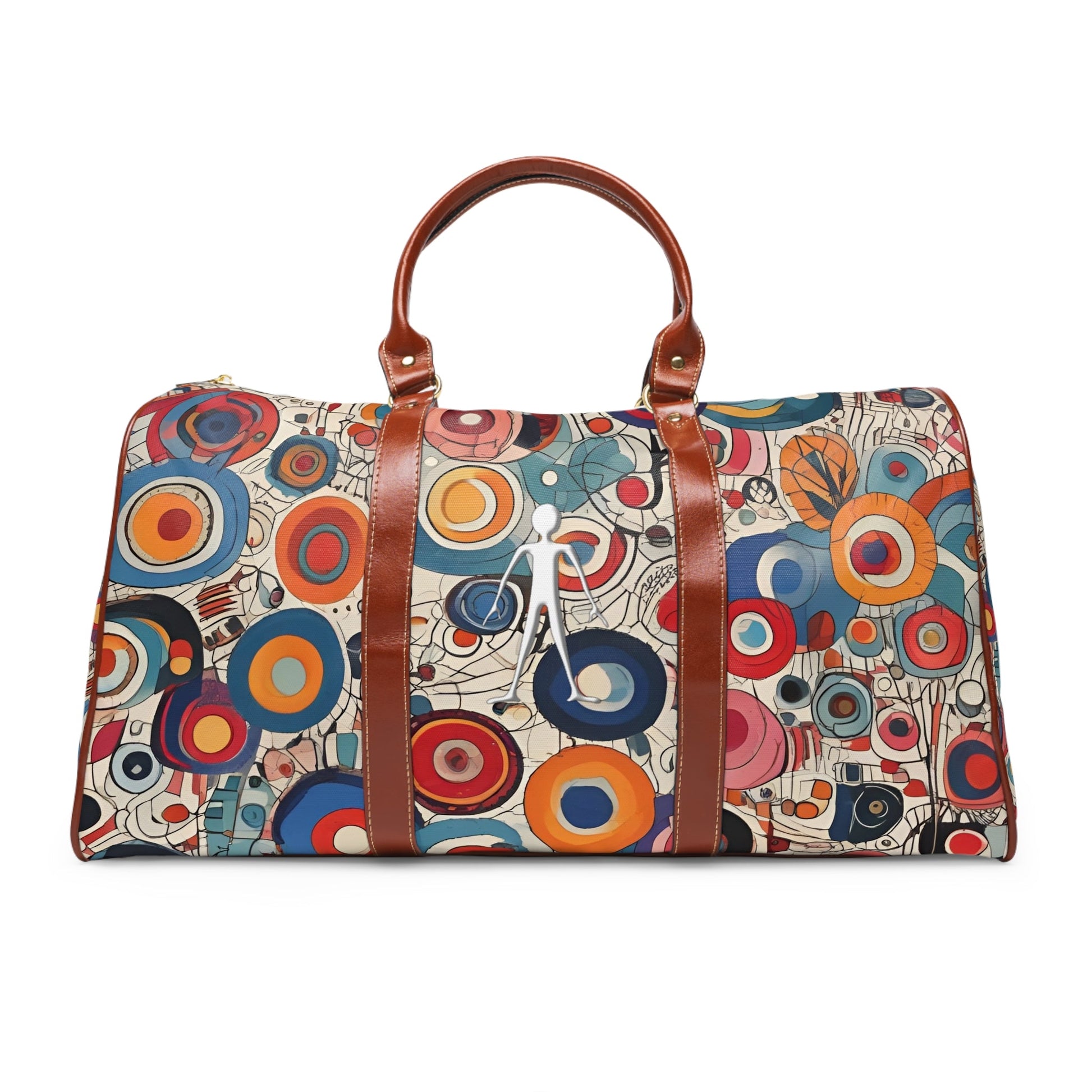 Waterproof Travel Bag — Retro Abstract Circle Pattern Duffle Printify bakabo.club