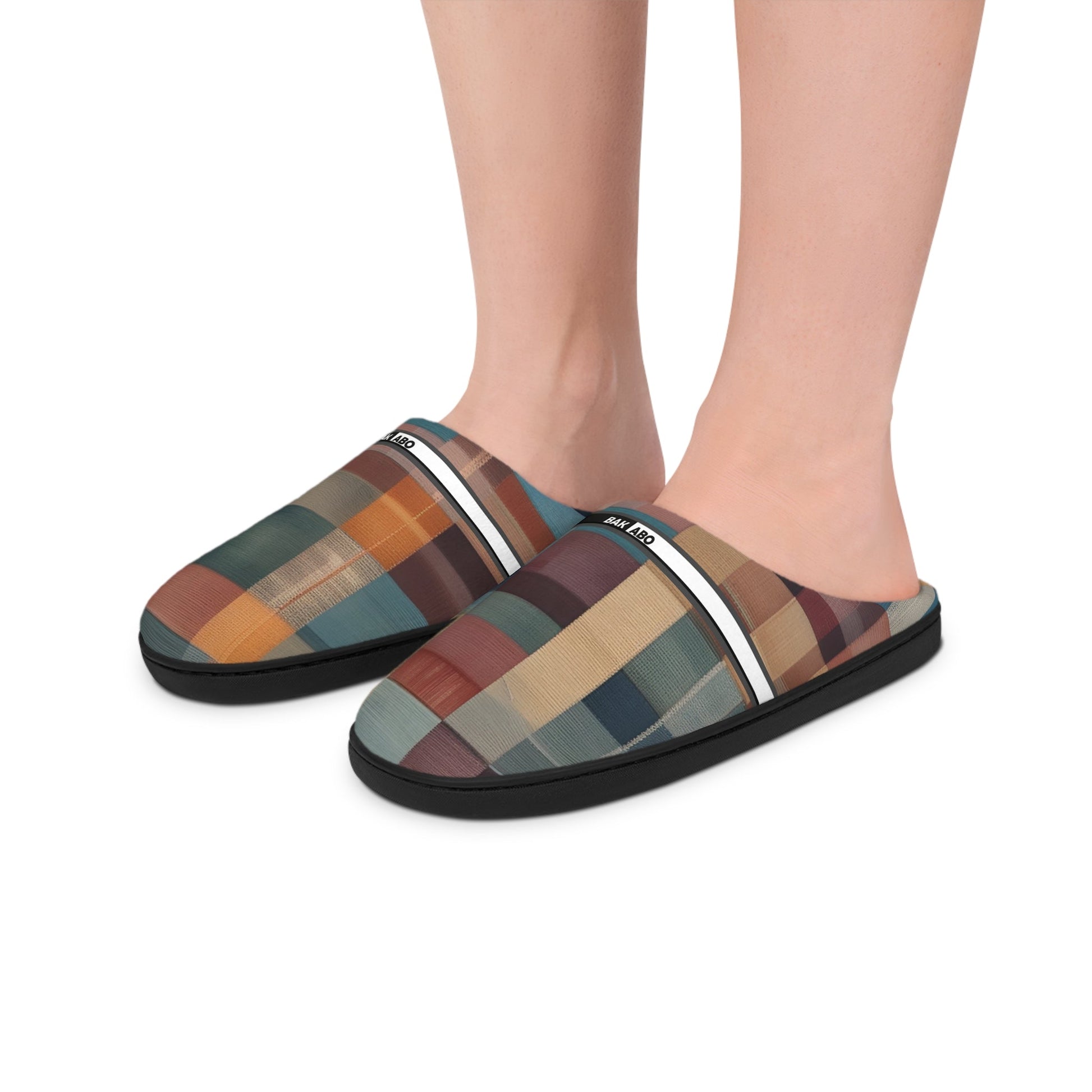 Cozy Plaid Indoor Slippers for Women — Multicolor Checker Comfort Slip-Ons BakAbo Studio BKS bakabo.club