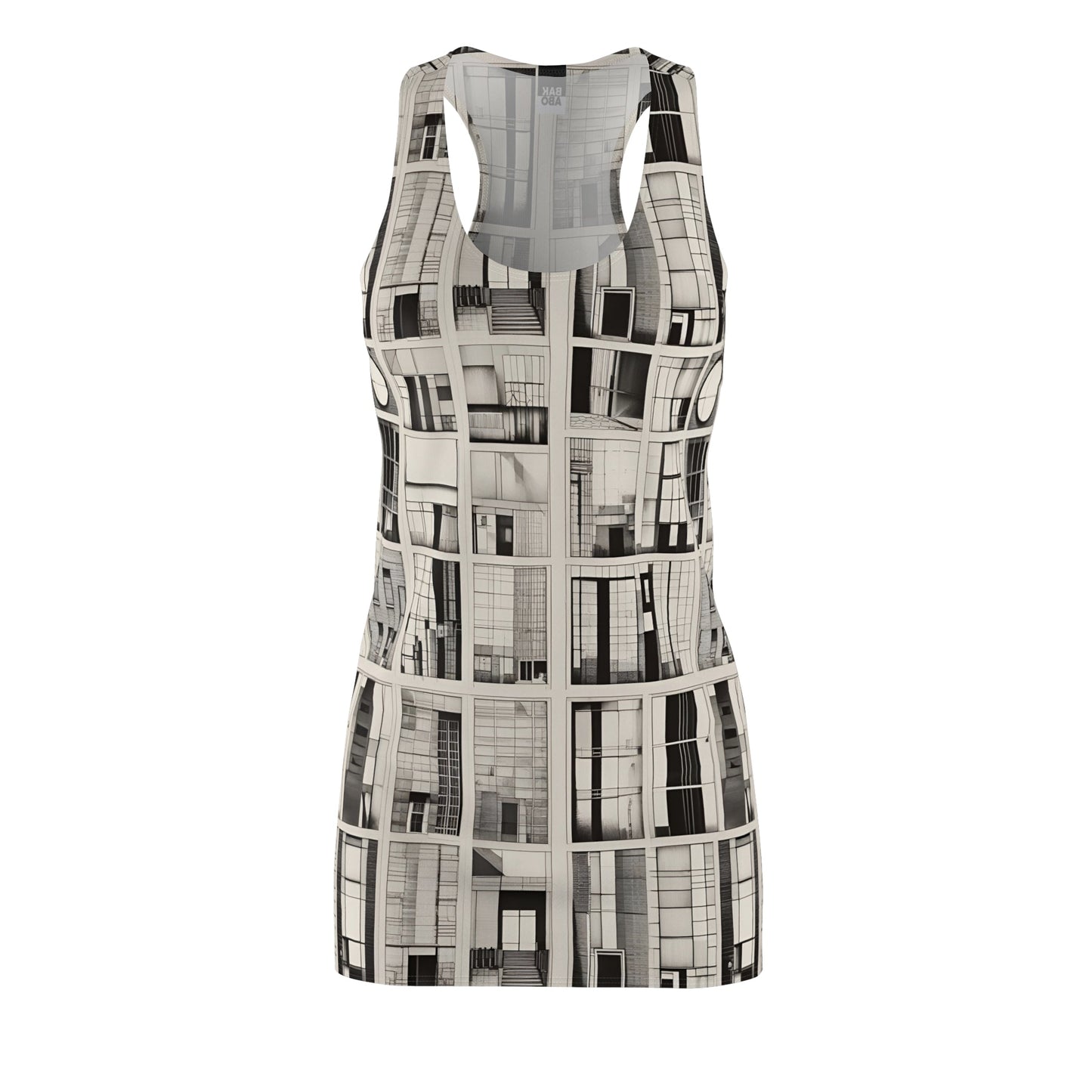 Architectural Grid Racerback Dress – Monochrome Window Pattern Printify bakabo.club
