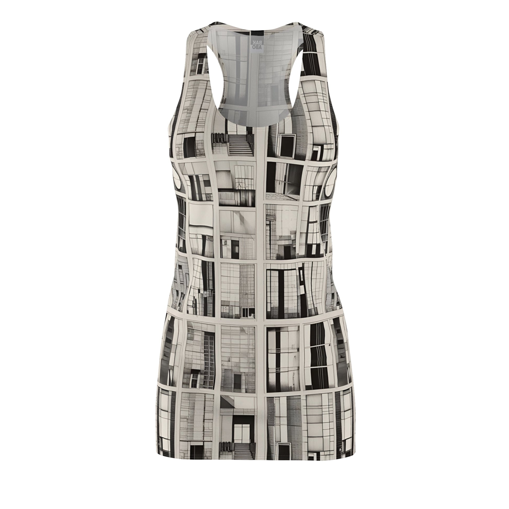 Architectural Grid Racerback Dress – Monochrome Window Pattern Printify bakabo.club