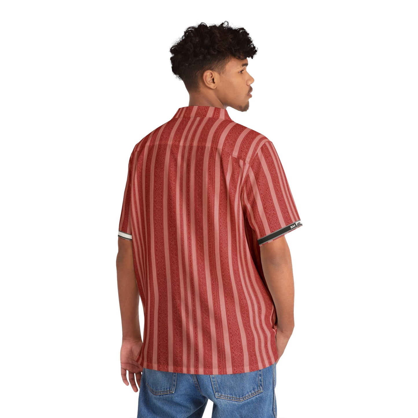 Red Stripe Hawaiian Shirt - Men's Casual Aloha Button-Up Printify bakabo.club