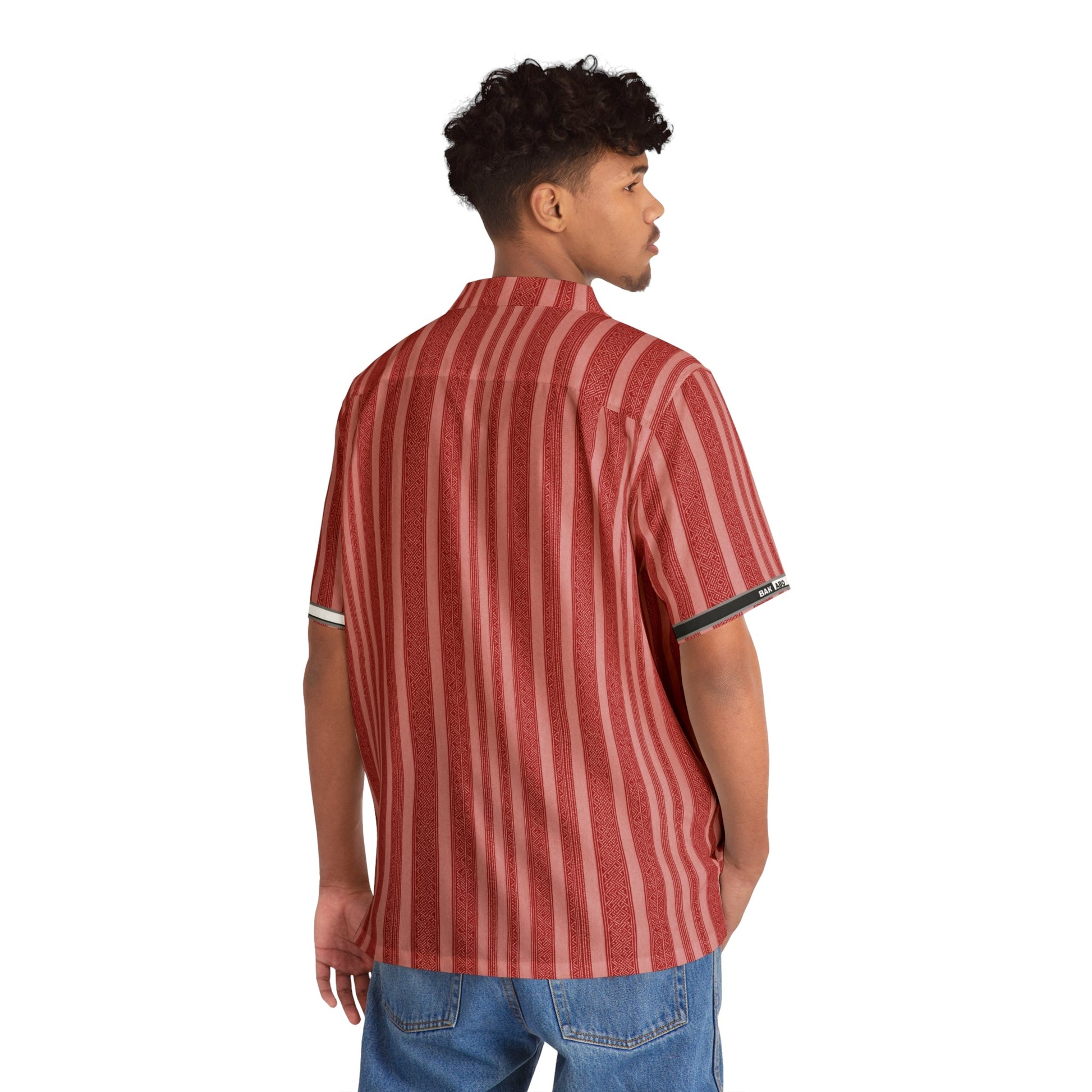 Red Stripe Hawaiian Shirt - Men's Casual Aloha Button-Up Printify bakabo.club