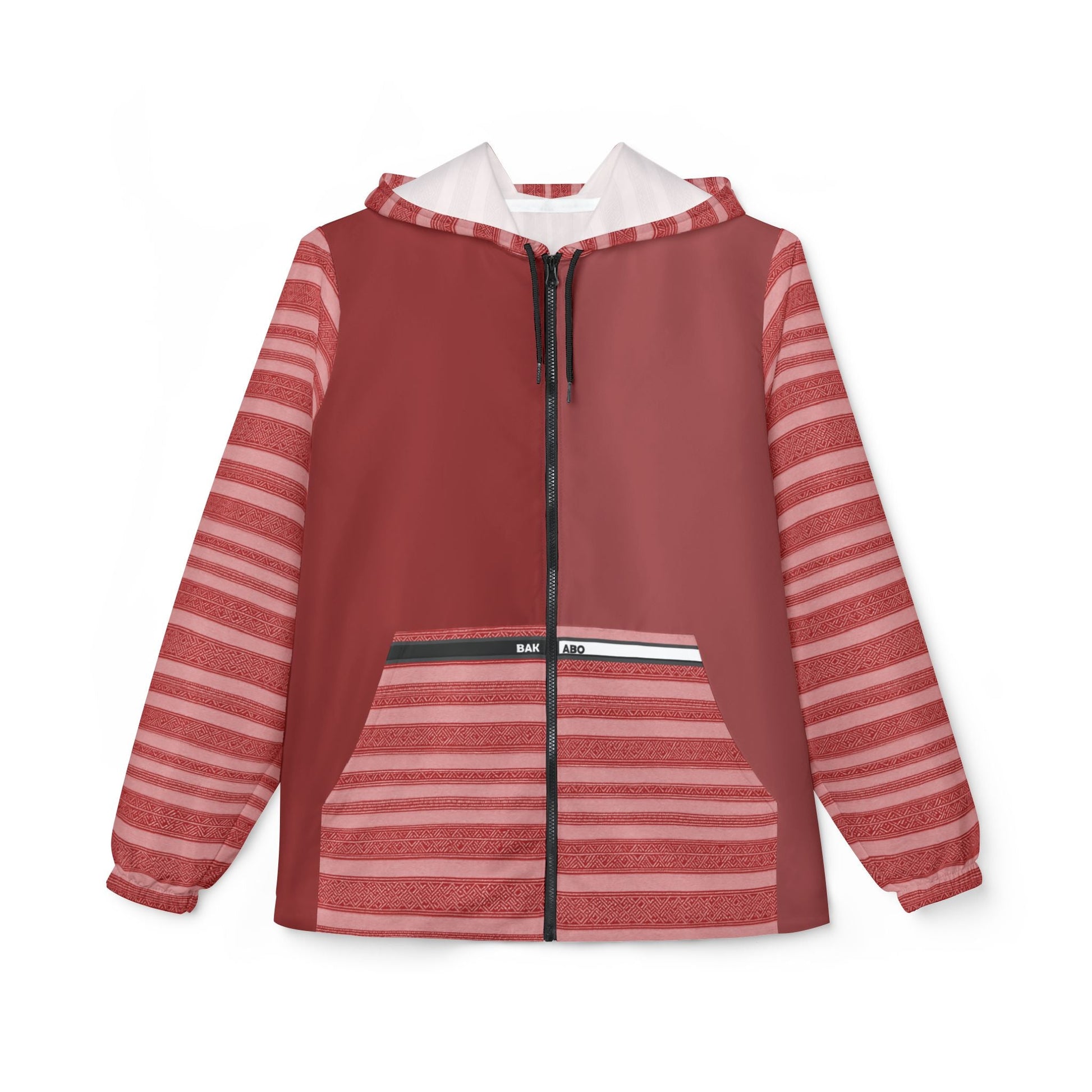 Striped Red Windbreaker Jacket — Lightweight Hooded Zip-Up Printify bakabo.club