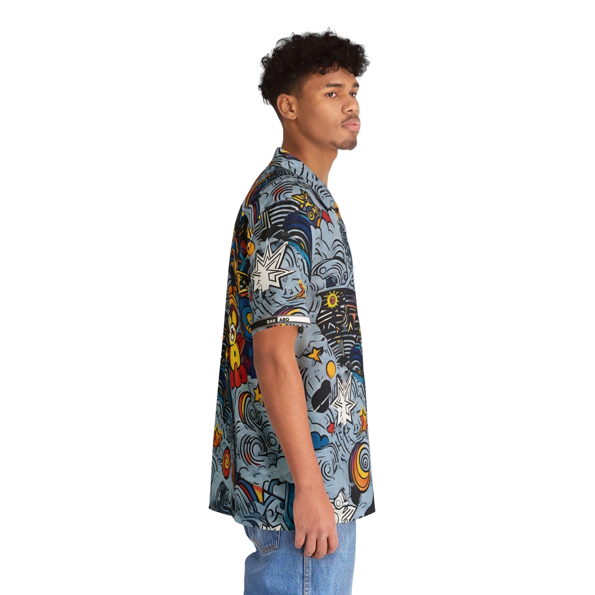 Psychedelic Surf Art Hawaiian Shirt — Colorful Ocean Waves & Stars AOP Printify bakabo.club