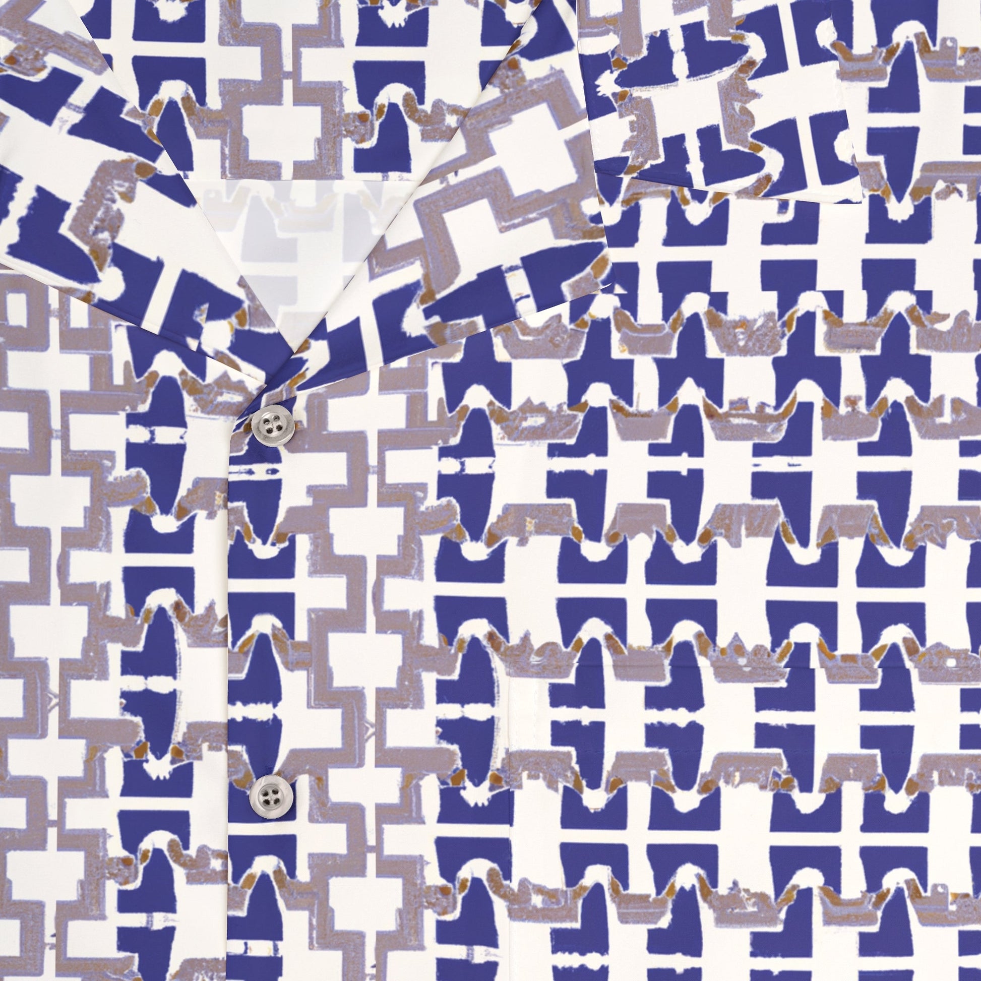 Blue Geometric Pattern Hawaiian Shirt — Men's Relaxed Aloha Shirt Printify bakabo.club