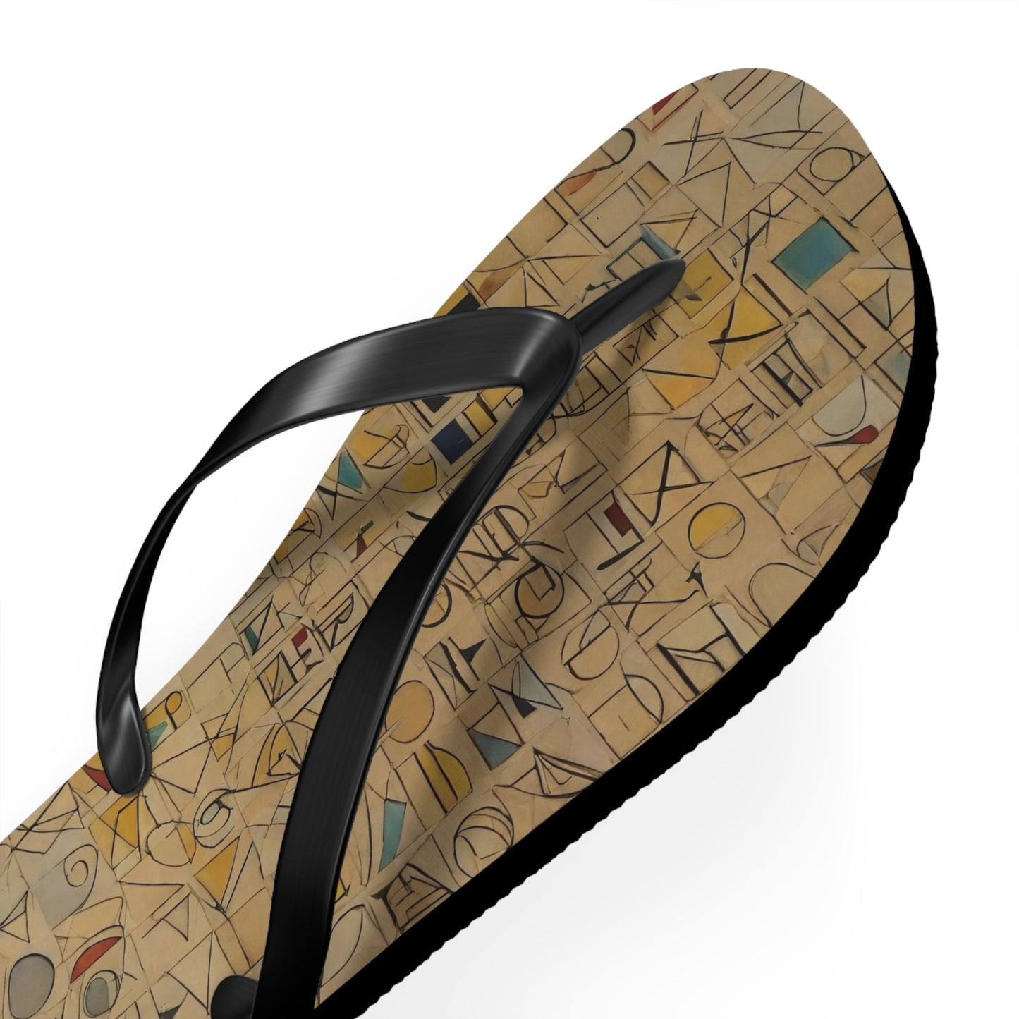 Abstract Geometric Flip Flops — Retro Pattern Beach Sandals Printify bakabo.club