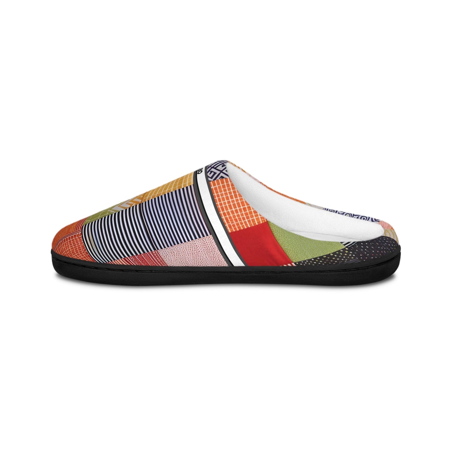 Patchwork Cozy Slippers — Women's Indoor Slip-Ons (Colorful Geometric Quilt Pattern) BakAbo Studio BKS bakabo.club