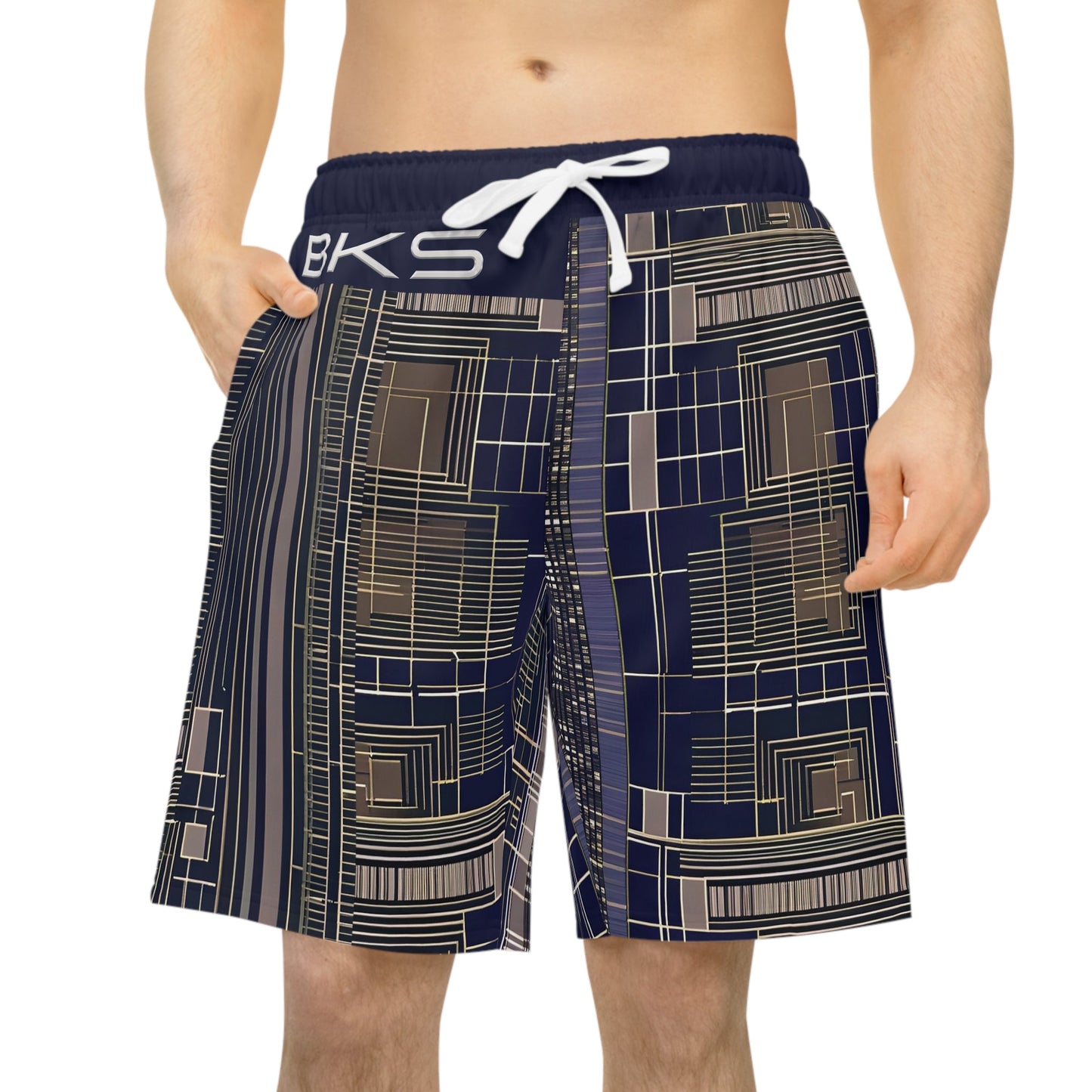 BKS Glyph Blueprint™ Athletic Long Shorts Printify bakabo.club