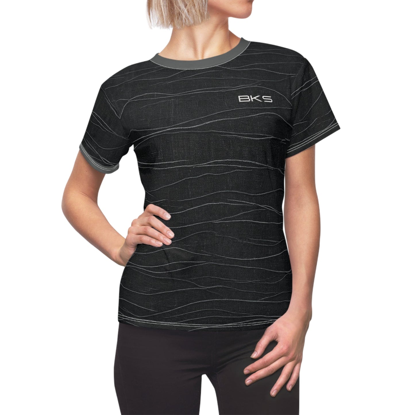 Women's Wave-Pattern Cut & Sew Tee — BKS Logo Printify bakabo.club