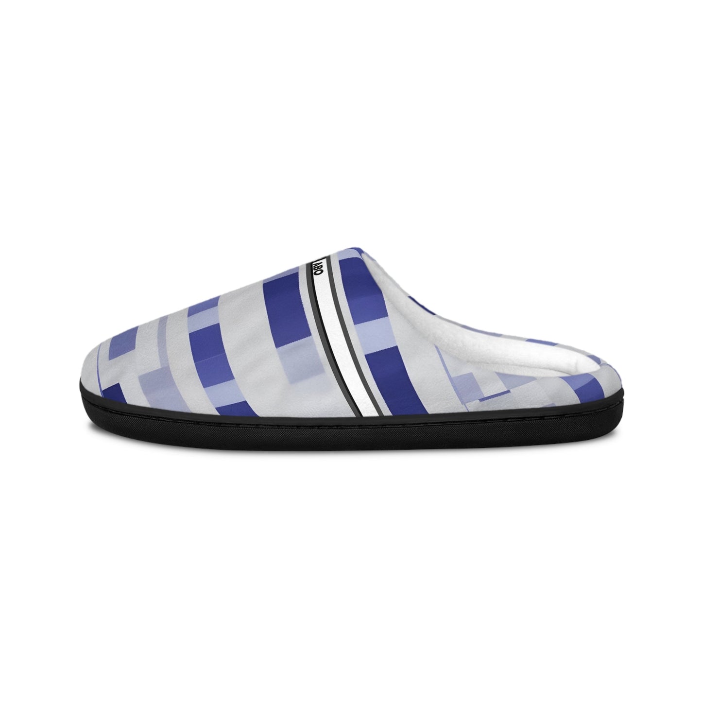 Striped Cozy Indoor Slippers — Blue Geometric Lounge Shoes BakAbo Studio BKS bakabo.club