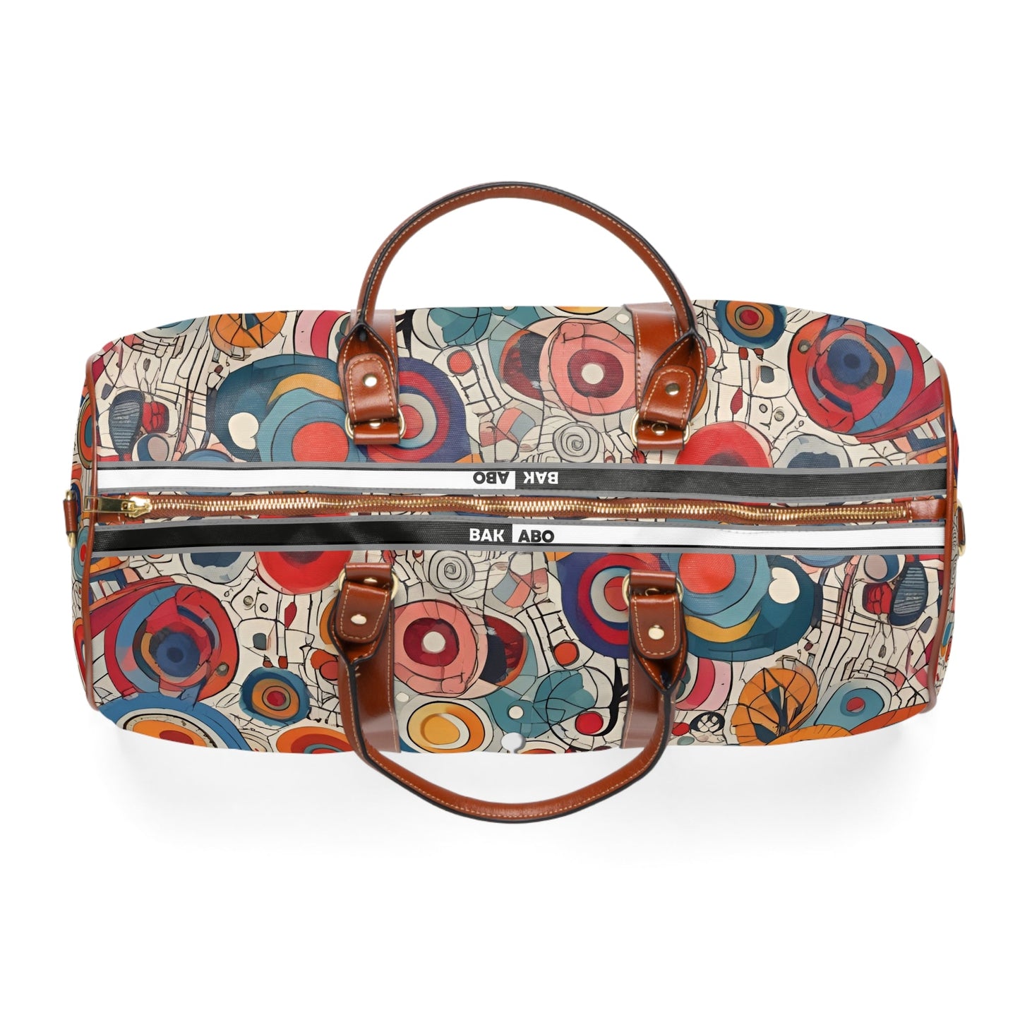 Waterproof Travel Bag — Retro Abstract Circle Pattern Duffle Printify bakabo.club