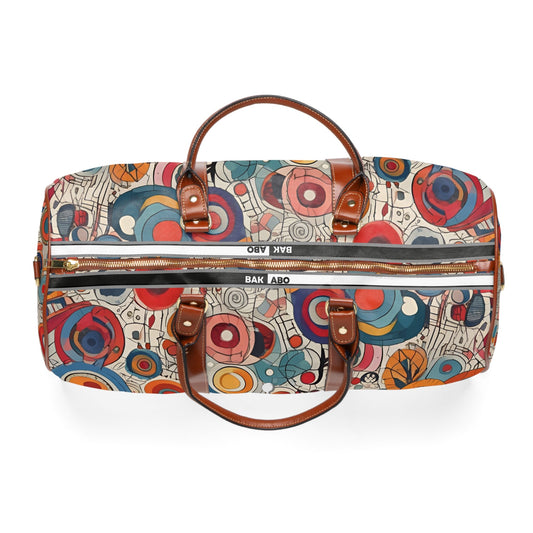 Waterproof Travel Bag — Retro Abstract Circle Pattern Duffle Printify bakabo.club