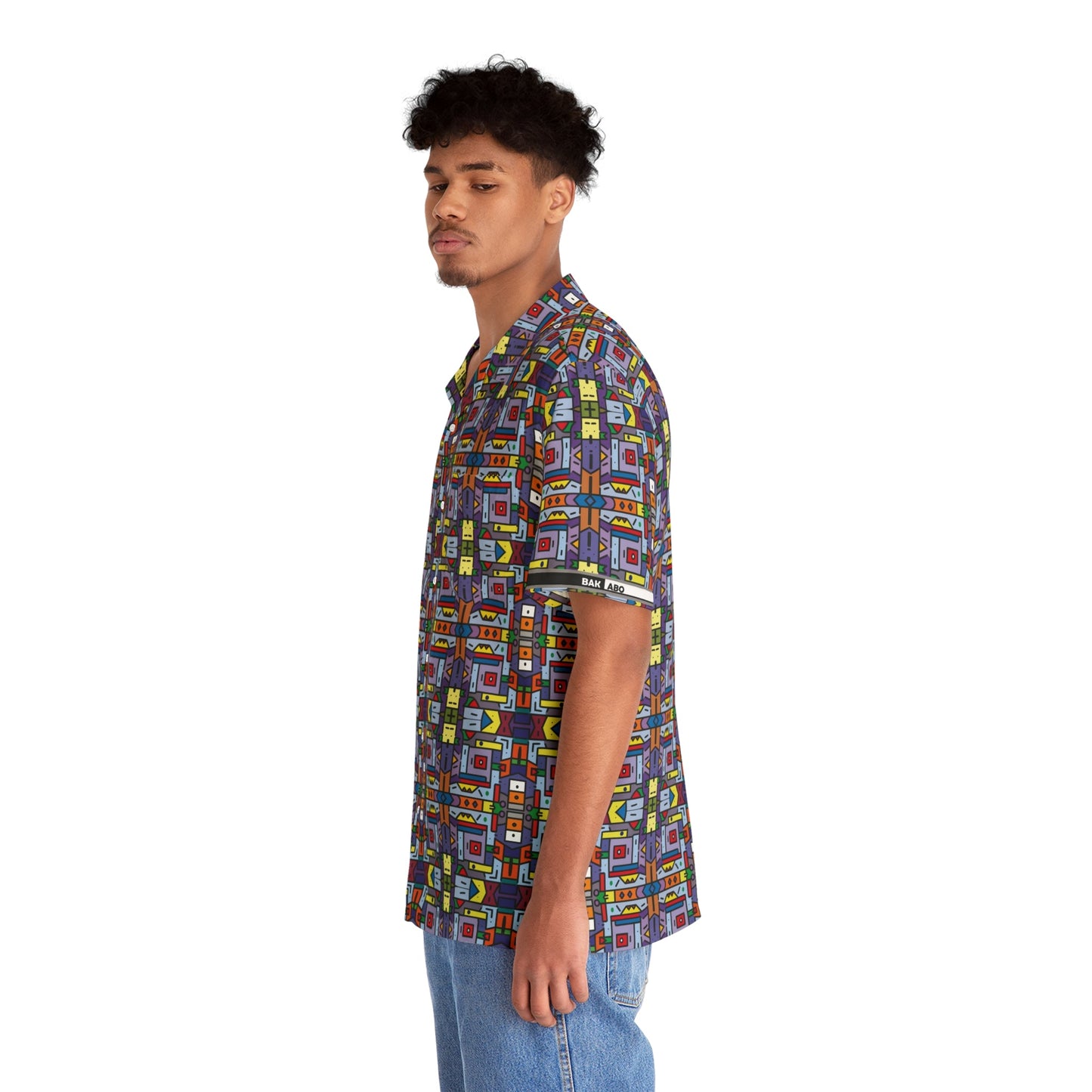 Retro Geo Pattern Hawaiian Shirt Printify bakabo.club