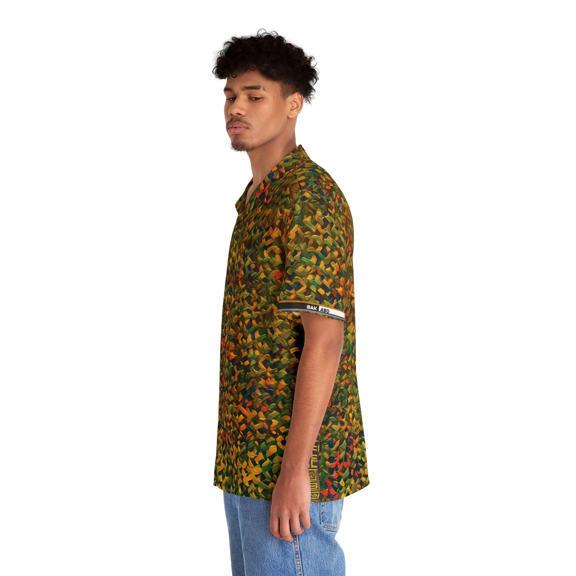 Men's Tropical Abstract Hawaiian Shirt – Olive Green Leaf Pattern AOP Printify bakabo.club