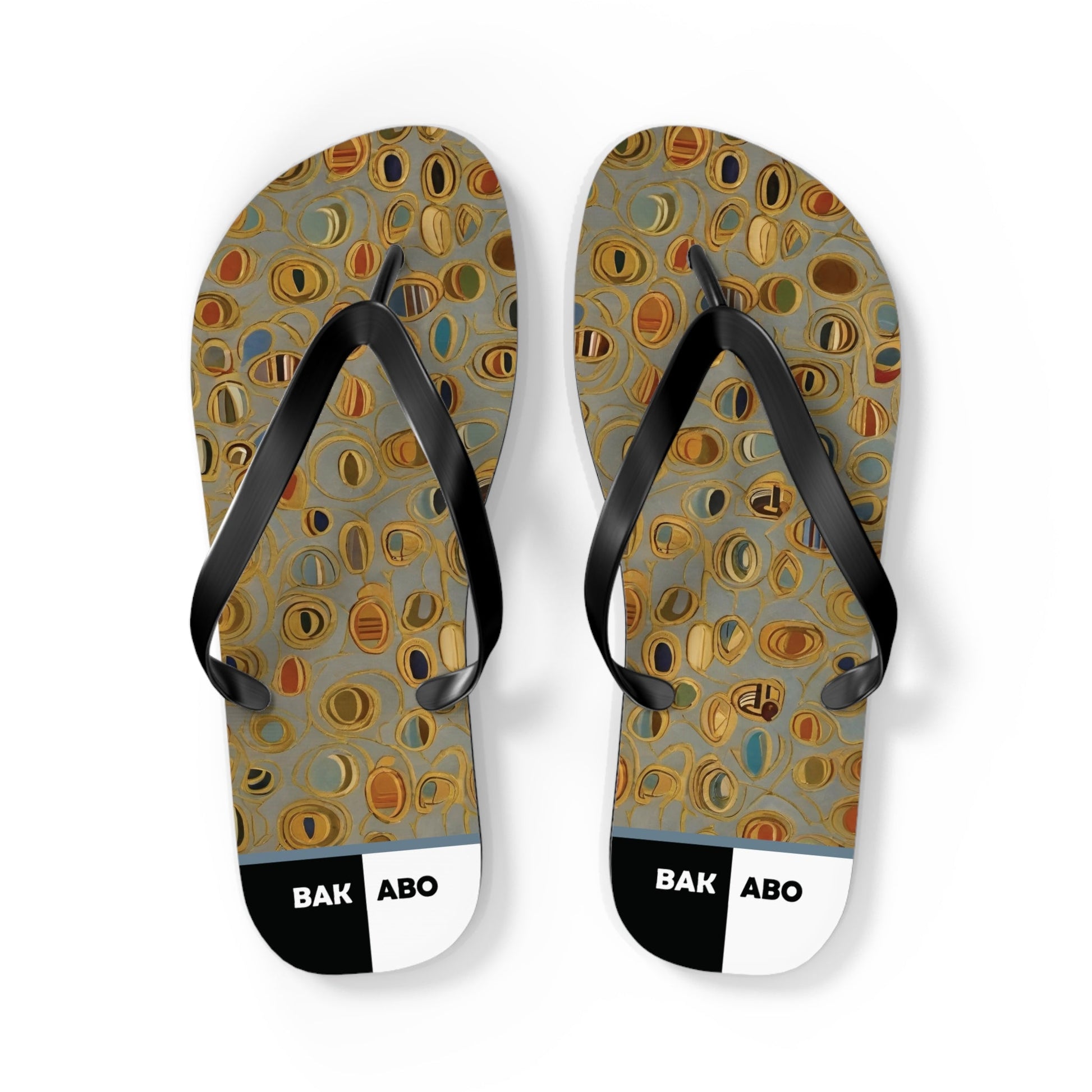 Abstract Pebble Pattern Flip Flops – Earth Tones Beach Sandals Printify bakabo.club