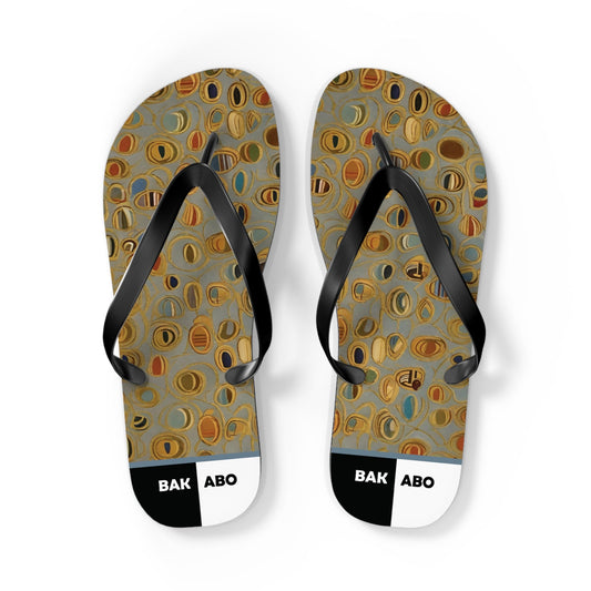 Abstract Pebble Pattern Flip Flops – Earth Tones Beach Sandals Printify bakabo.club