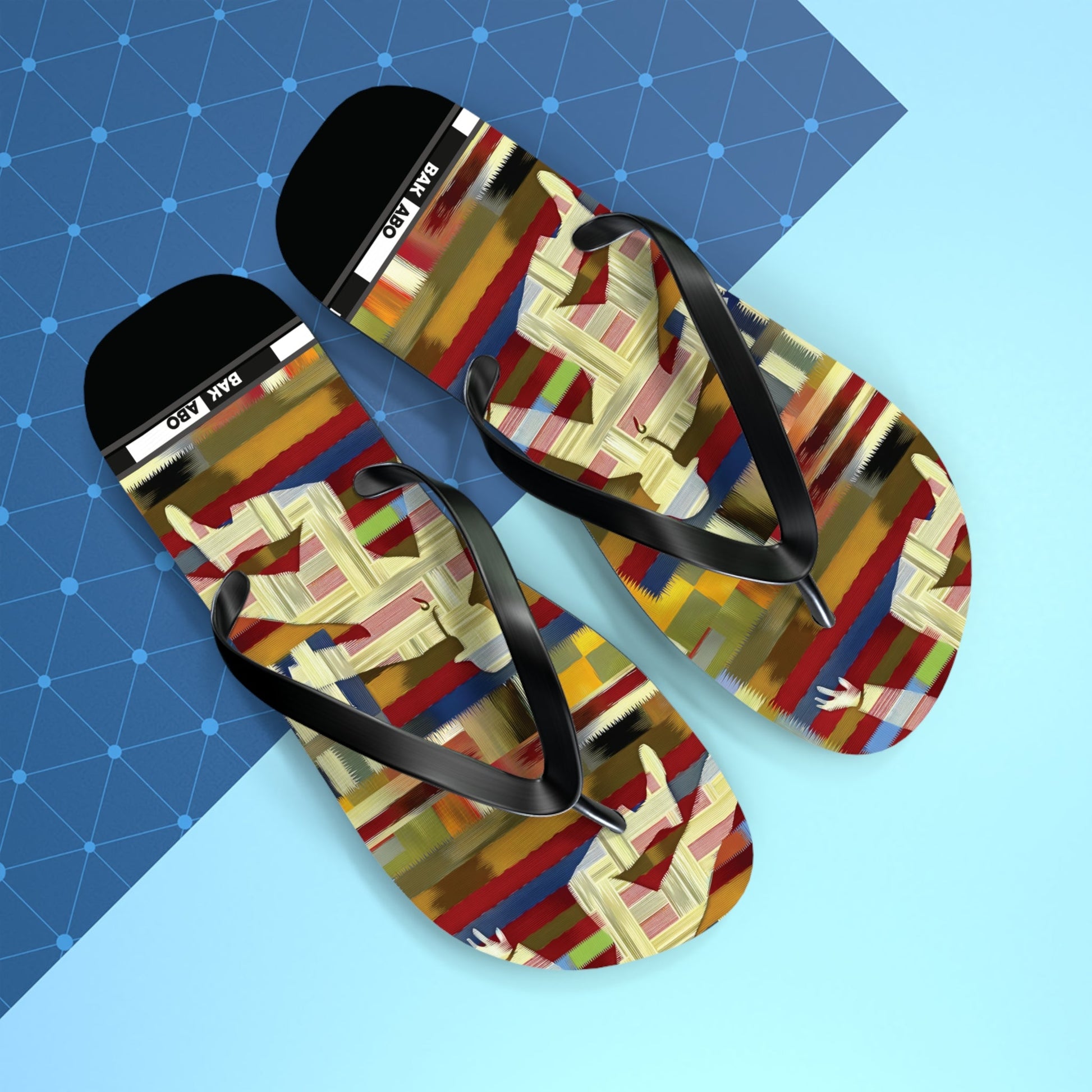 Abstract Colorblock Flip Flops – Bold Geo Beach Sandals Printify bakabo.club