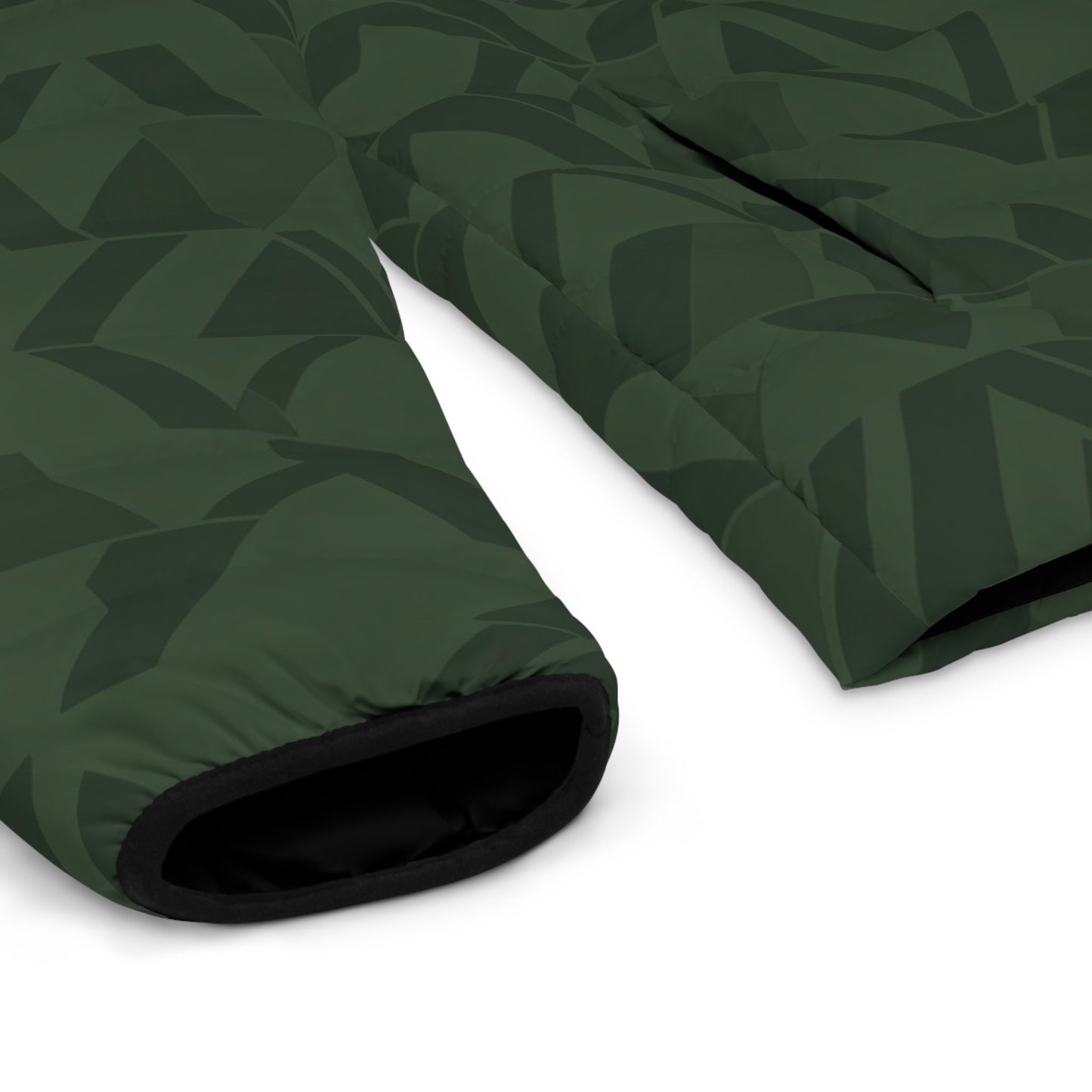 Men's Green Geometric Camouflage Puffer Jacket Printify bakabo.club