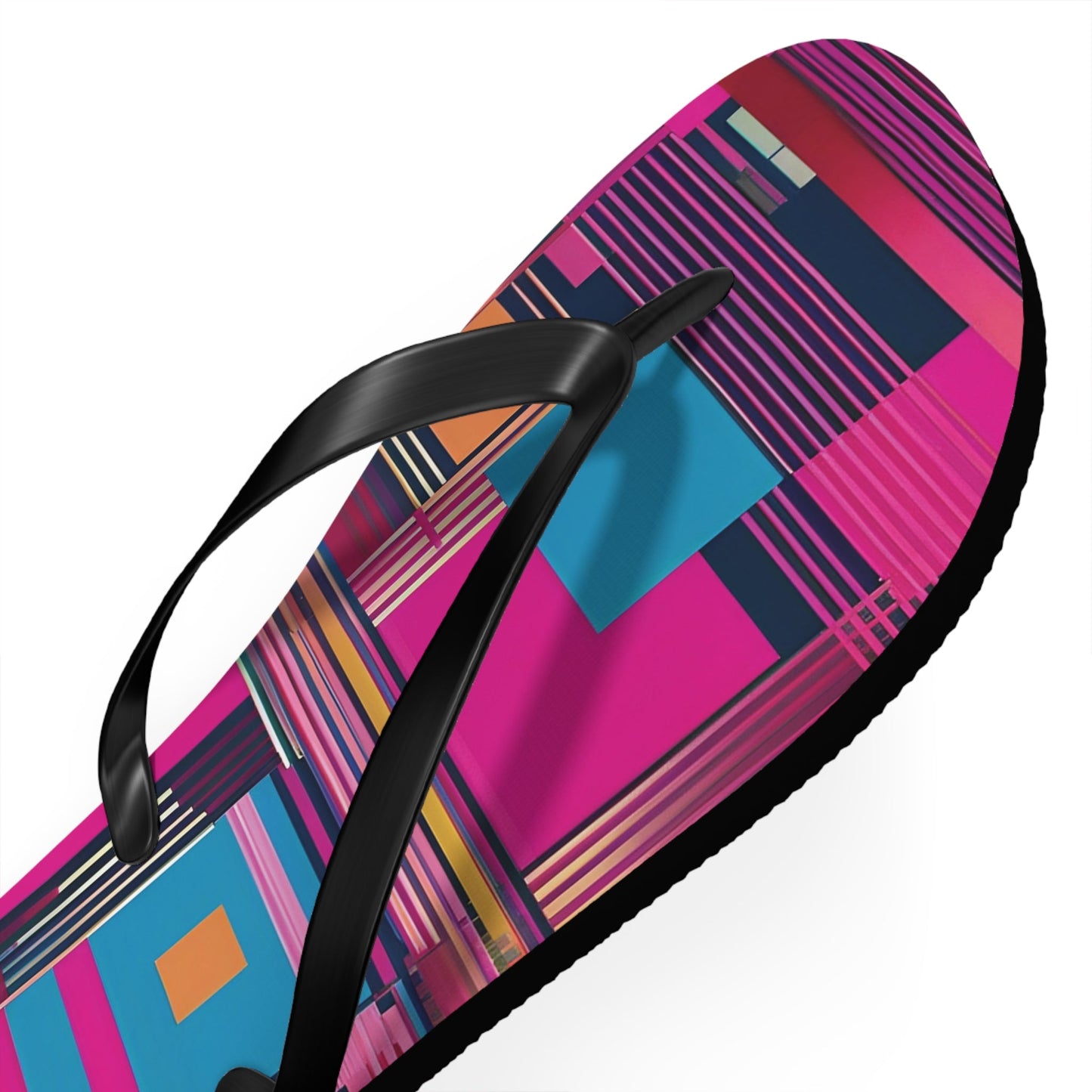 Flip Flops — Vibrant Geometric Pattern Beach Sandals Printify bakabo.club