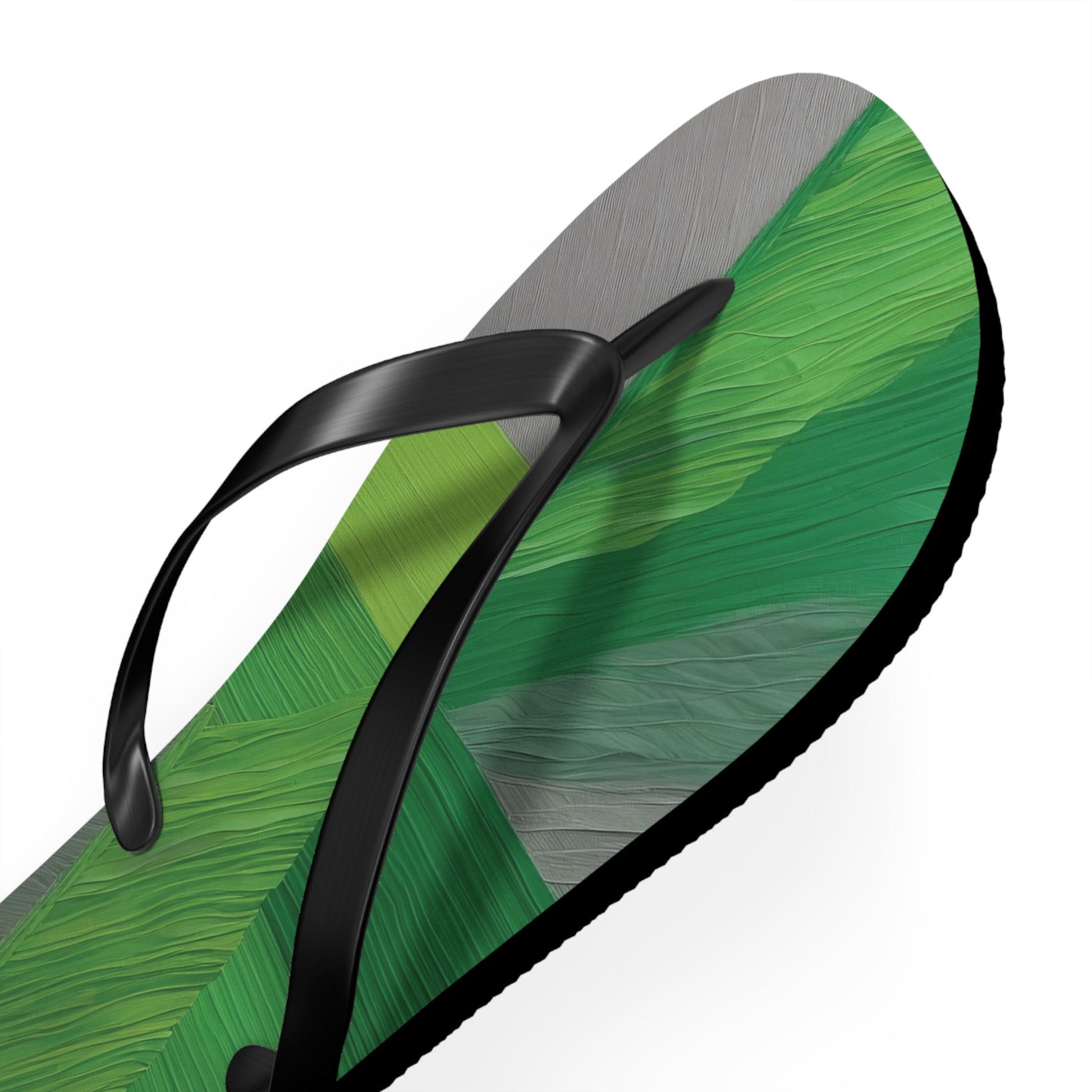Tropical Green Brushstroke Flip Flops — Palm Leaf Beach Sandals Printify bakabo.club