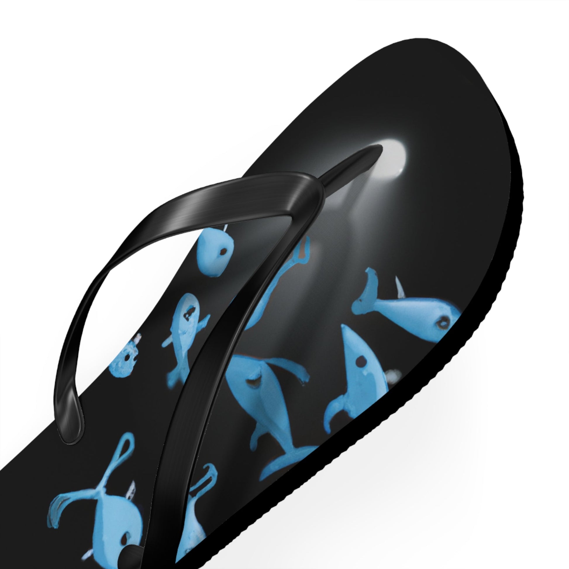 Blue Fish Pattern Flip Flops — Beach Sandals with Cute Fish Design Printify bakabo.club