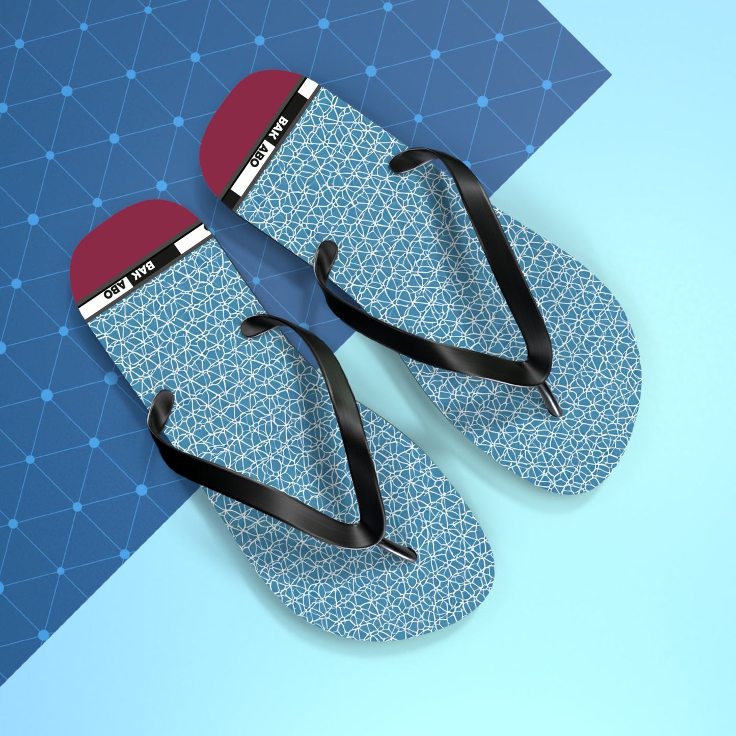 Blue Geometric Flip Flops – Lightweight Summer Beach Sandals Printify bakabo.club
