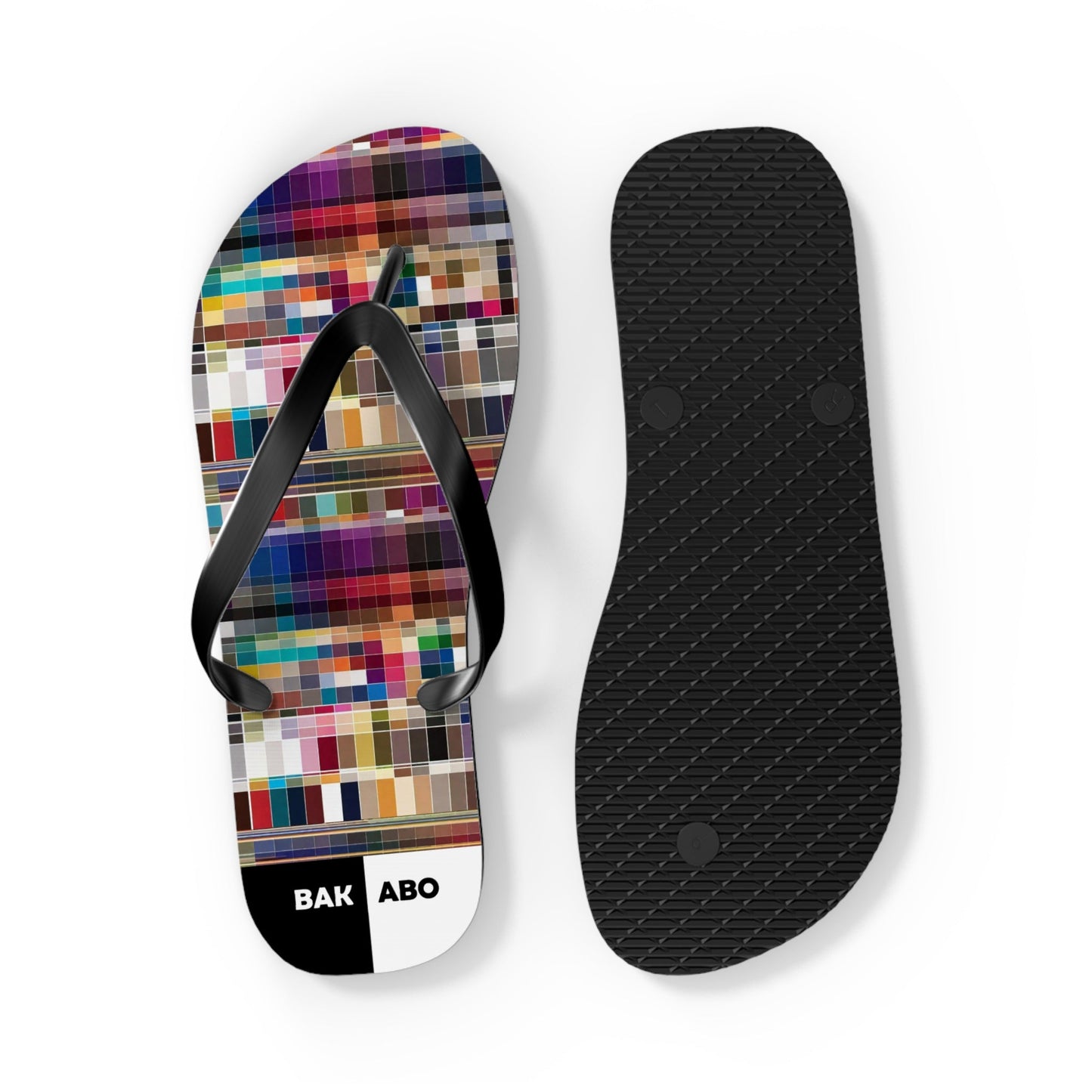 Color Grid Flip Flops — Pixelated Plaid Beach Sandals Printify bakabo.club