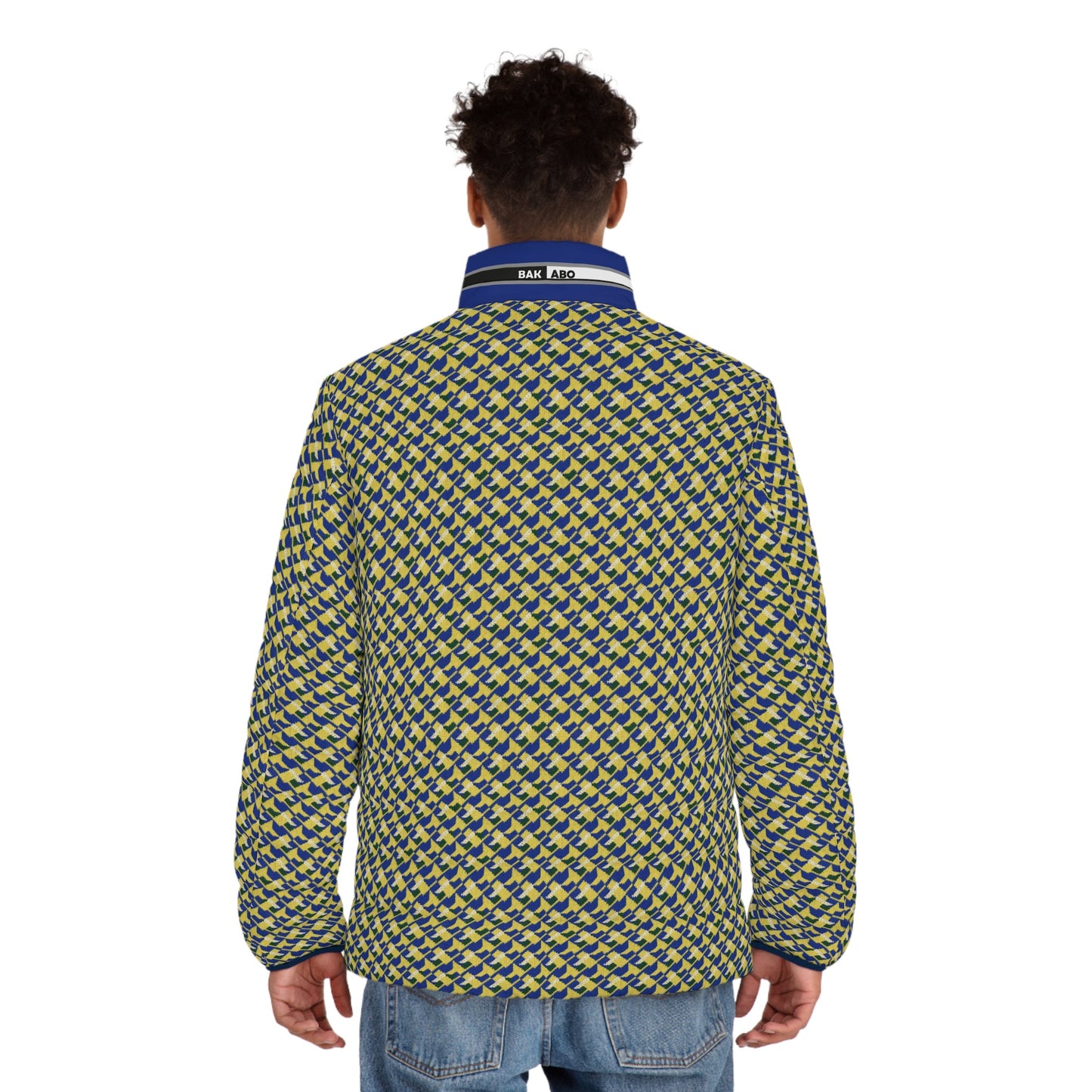 Men's Geometric Houndstooth Puffer Jacket – All-Over Print Printify bakabo.club