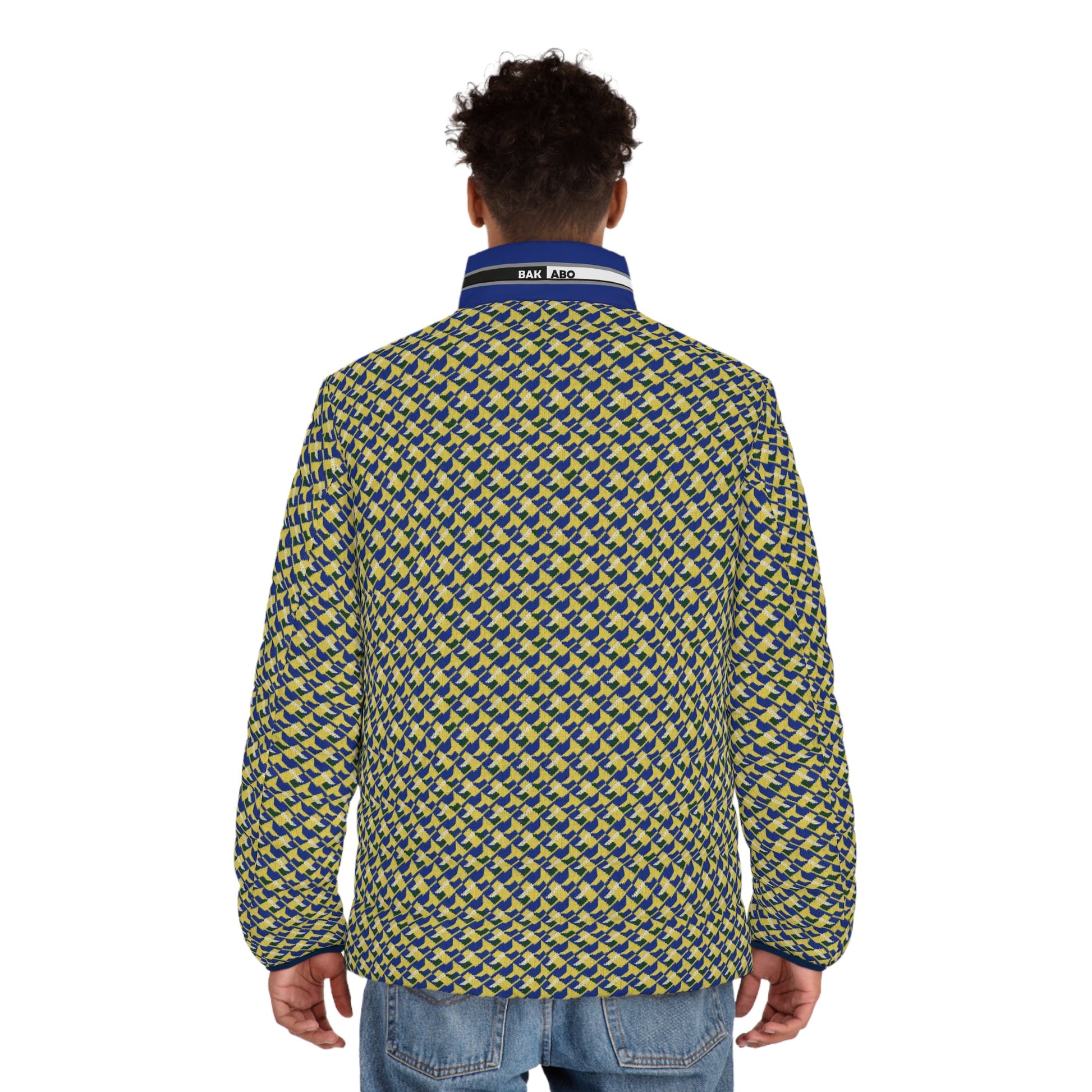 Men's Geometric Houndstooth Puffer Jacket – All-Over Print Printify bakabo.club