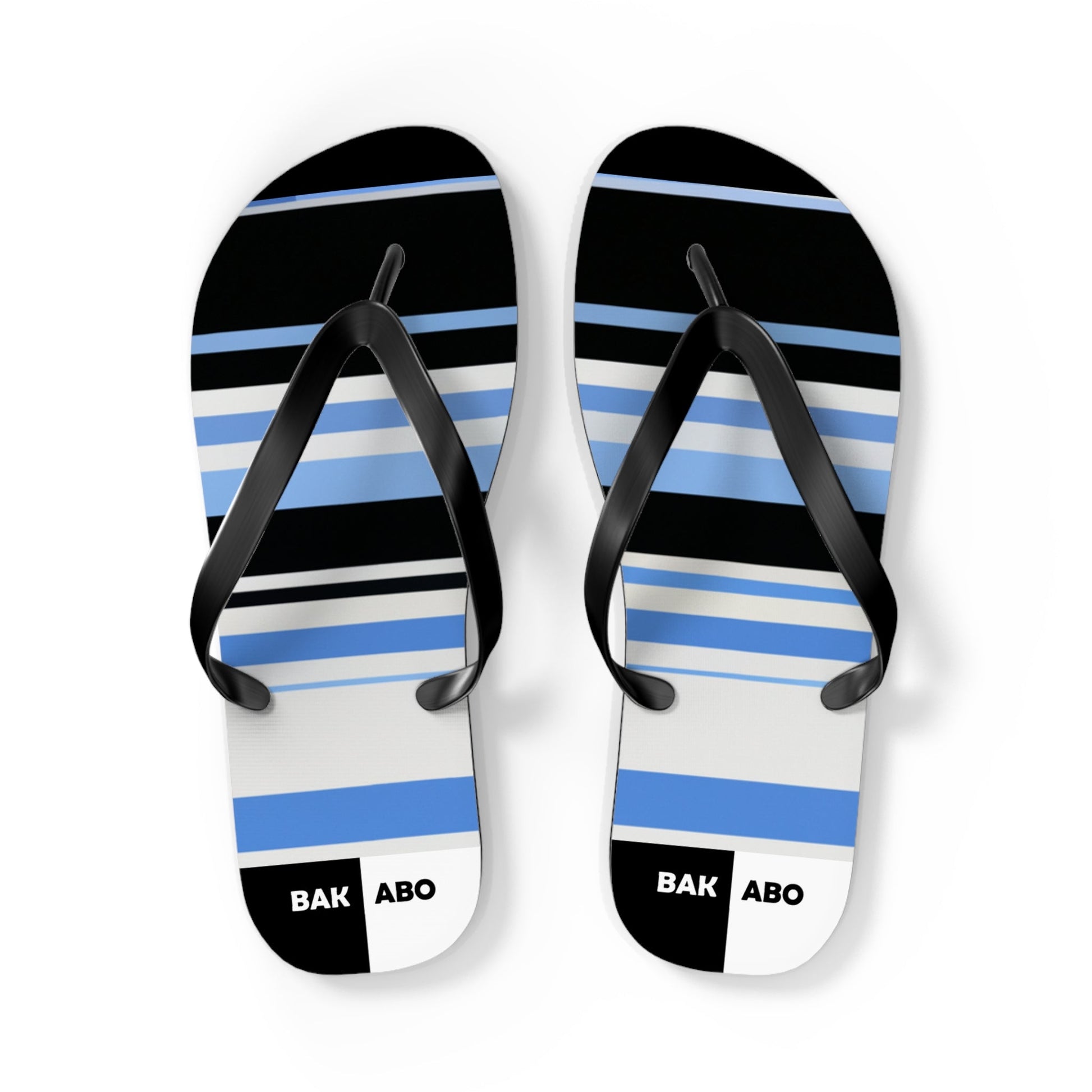 Striped Blue & Black Flip Flops – Lightweight Summer Beach Sandals Printify bakabo.club