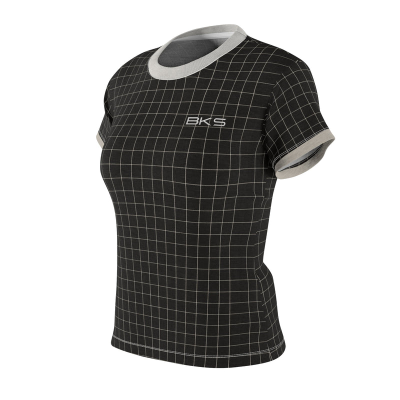 Women's Grid Ringer Tee - BKS Logo