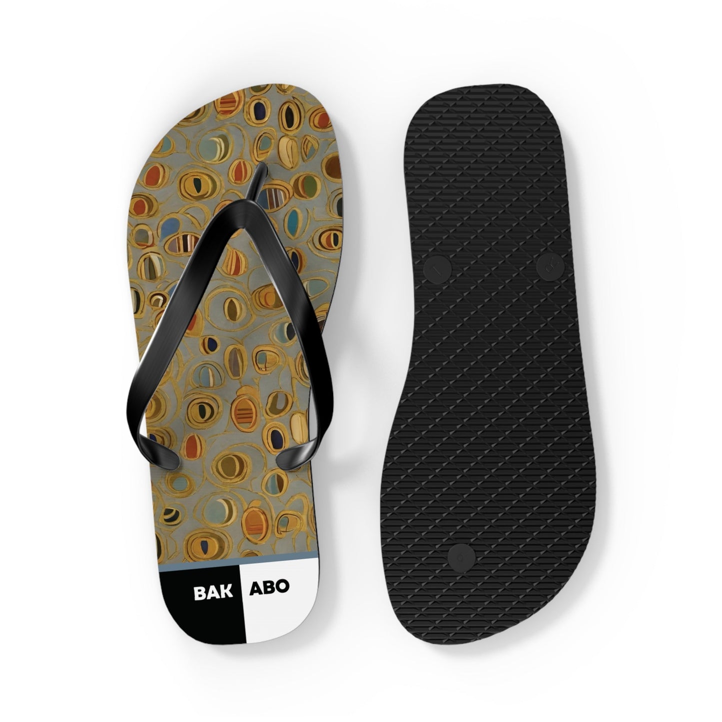 Abstract Pebble Pattern Flip Flops – Earth Tones Beach Sandals Printify bakabo.club