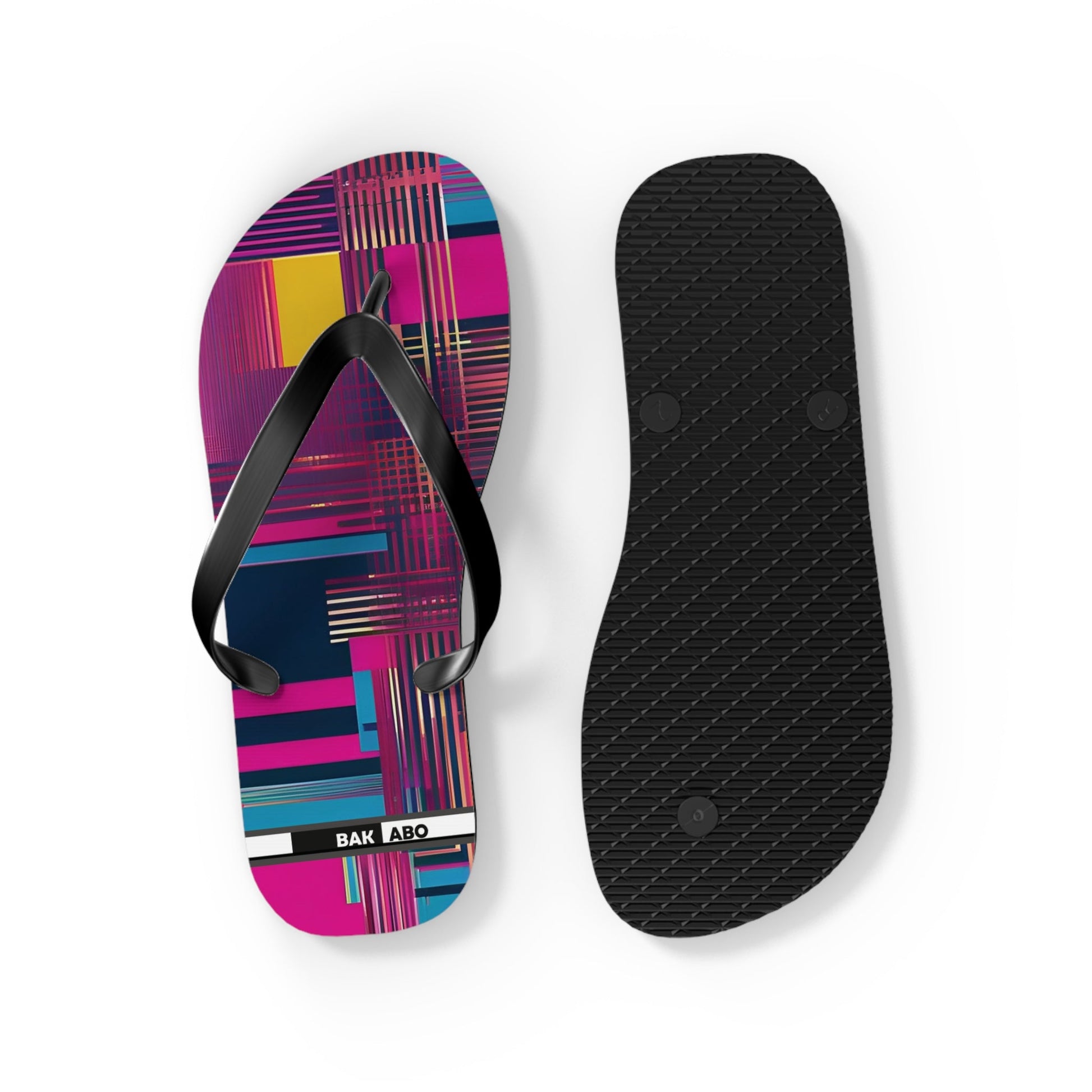Flip Flops — Vibrant Geometric Pattern Beach Sandals Printify bakabo.club