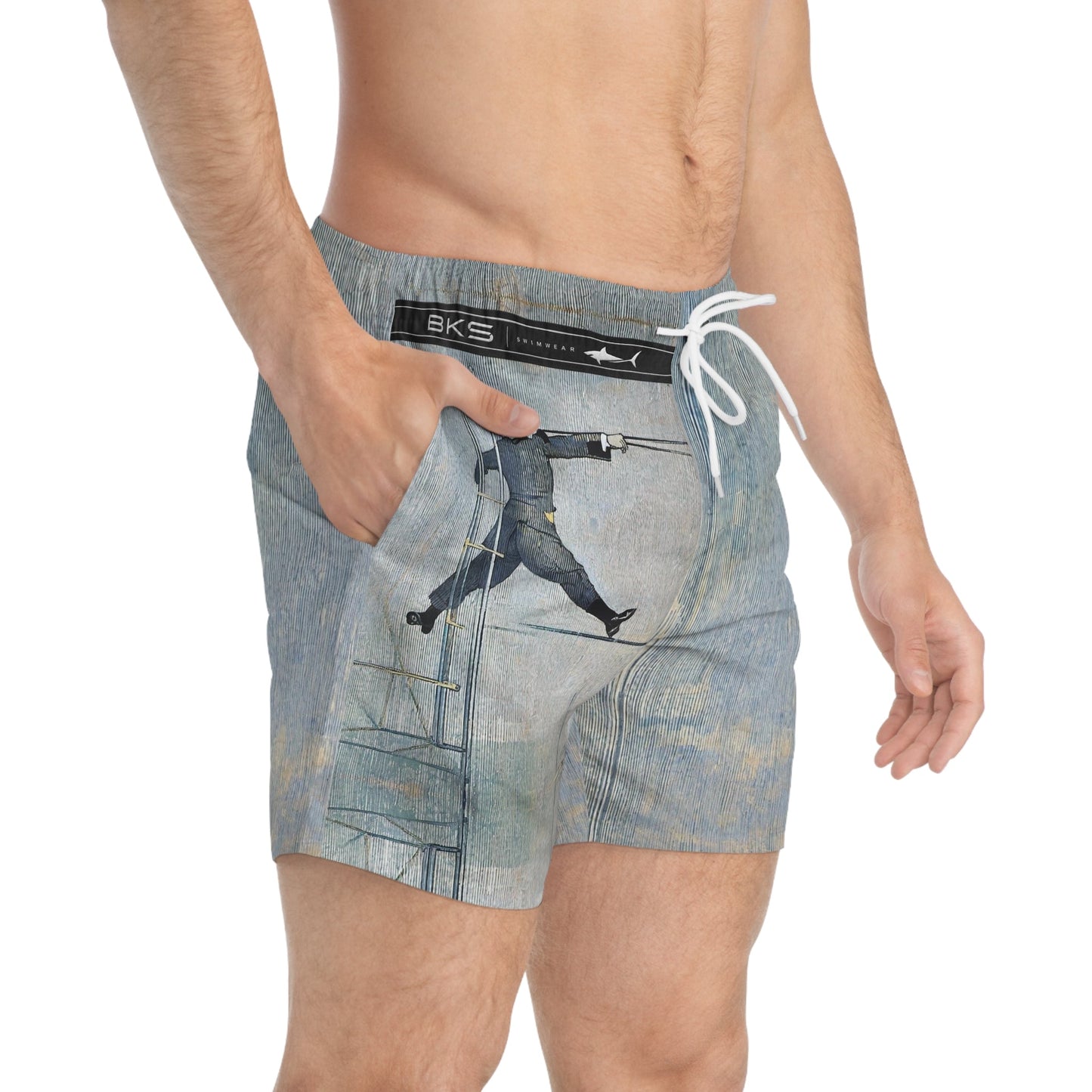 Vintage Circus Acrobat Swim Trunks — Retro Stuntman AOP Swim Shorts Printify bakabo.club