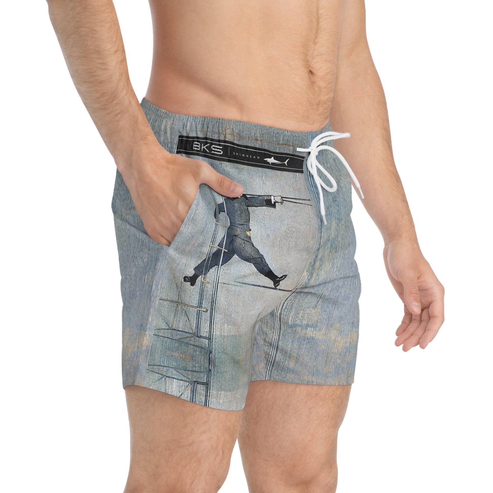 Vintage Circus Acrobat Swim Trunks — Retro Stuntman AOP Swim Shorts Printify bakabo.club