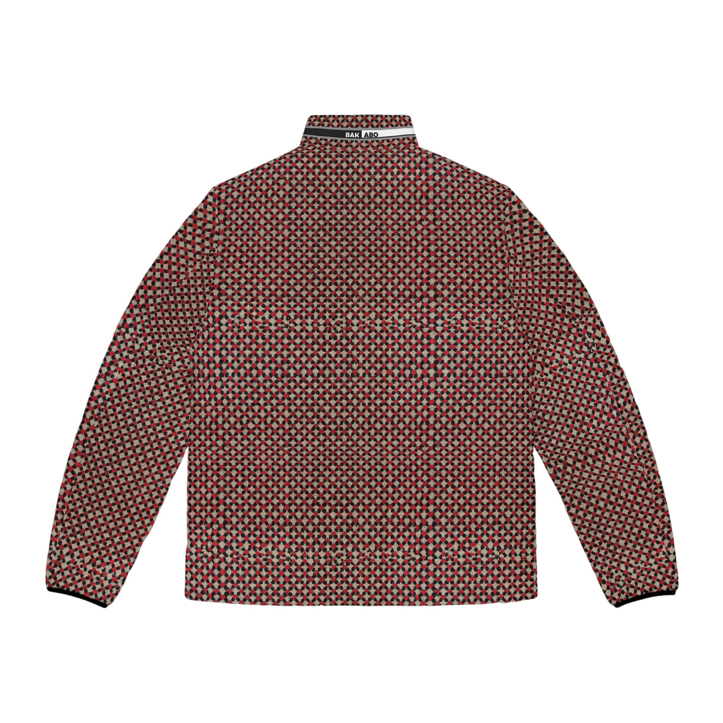 Men's Geometric Pattern Puffer Jacket — Red All-Over Print Printify bakabo.club