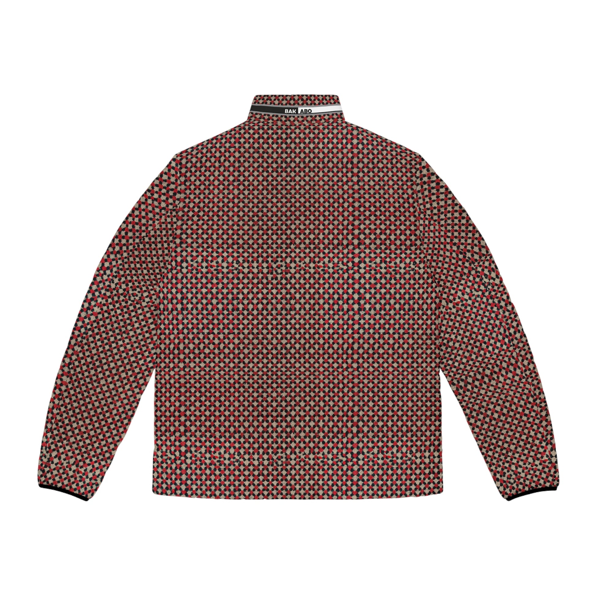 Men's Geometric Pattern Puffer Jacket — Red All-Over Print Printify bakabo.club