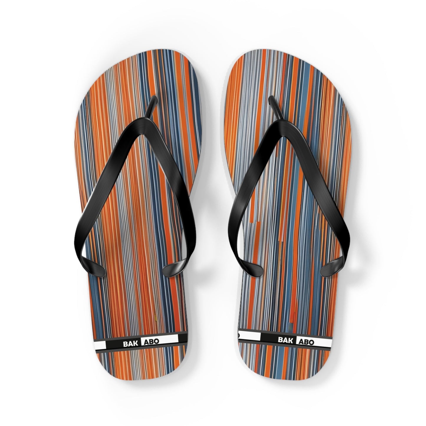Striped Sunset Flip Flops — Orange & Blue Beach Sandals Printify bakabo.club
