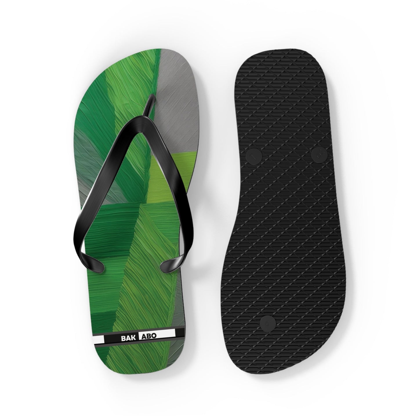 Tropical Green Brushstroke Flip Flops — Palm Leaf Beach Sandals Printify bakabo.club