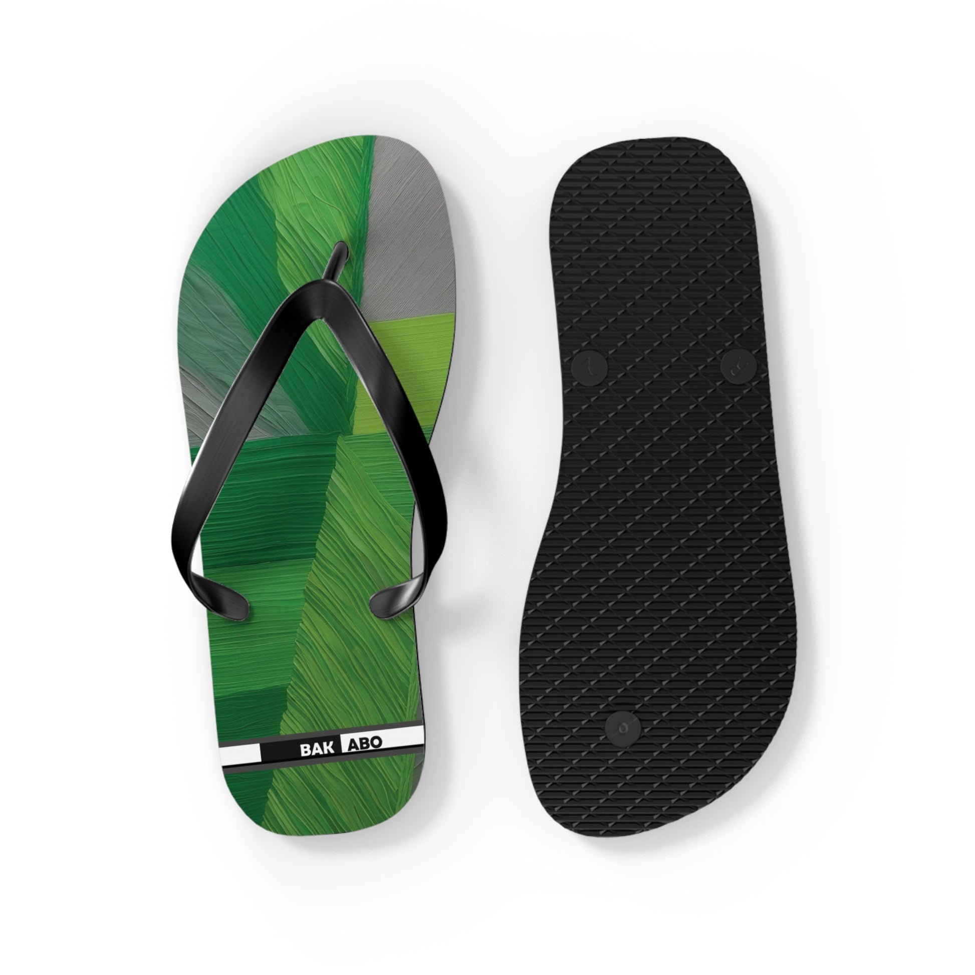 Tropical Green Brushstroke Flip Flops — Palm Leaf Beach Sandals Printify bakabo.club