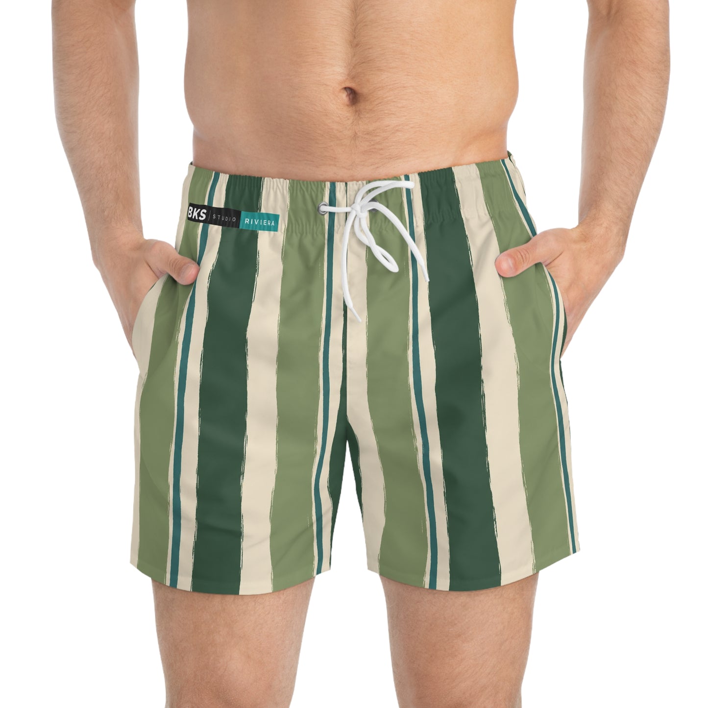 BKS Riviera Striped Green™ Swim Trunks
