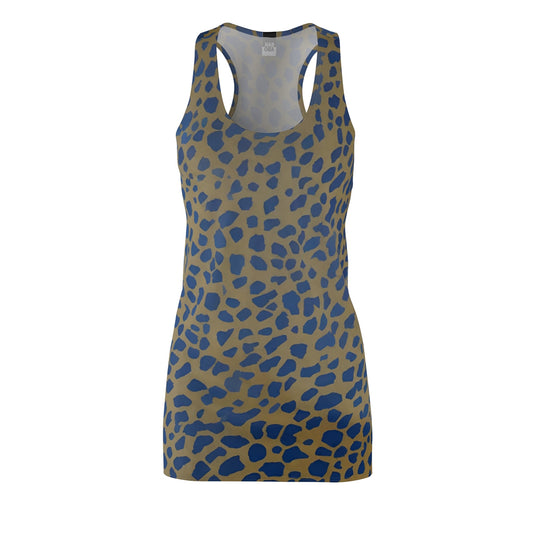 Blue Leopard Print Racerback Dress — Women's Patterned Tank Dress Printify bakabo.club