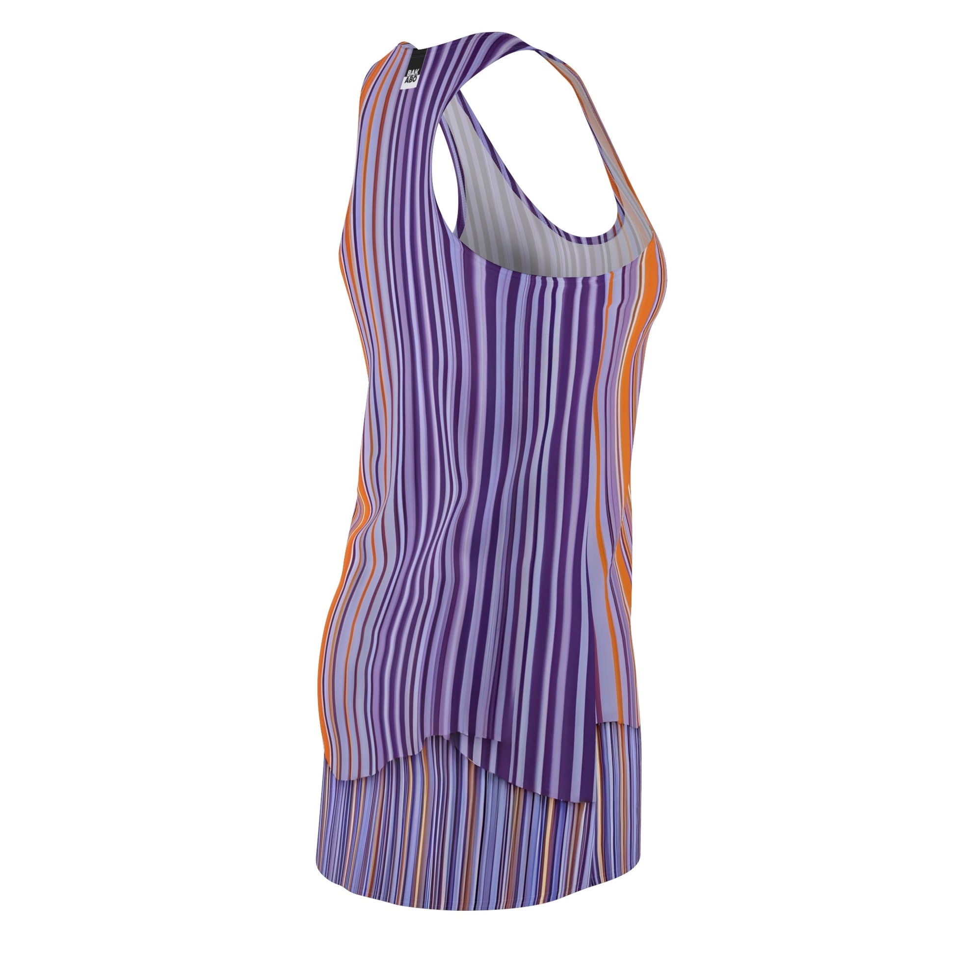 Purple & Orange Striped Racerback Dress – Vibrant Summer Layered AOP Dress Printify bakabo.club